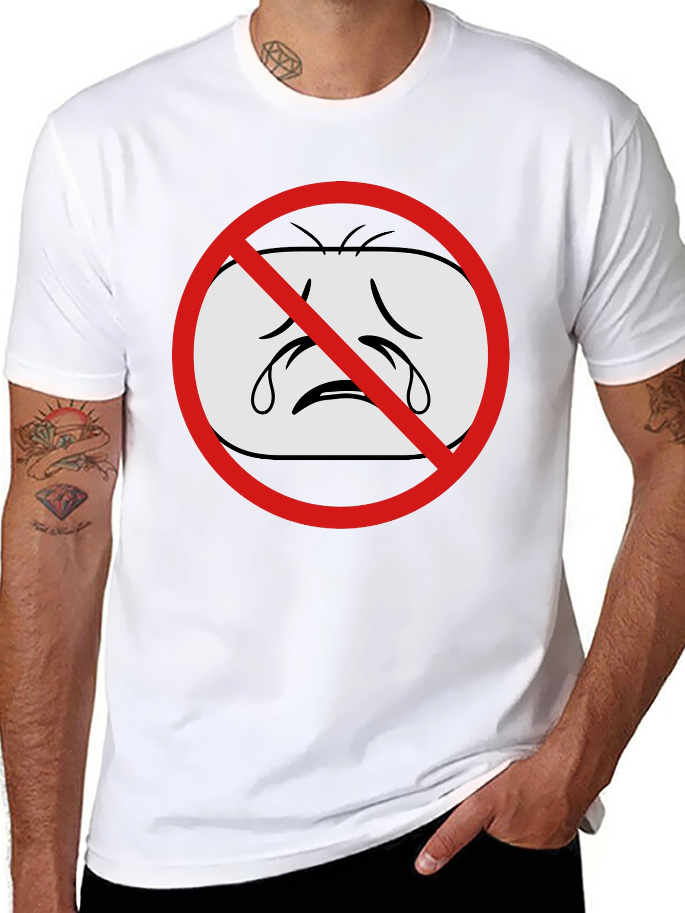 No Crying Graphic T-Shirt - Black Cotton Tee