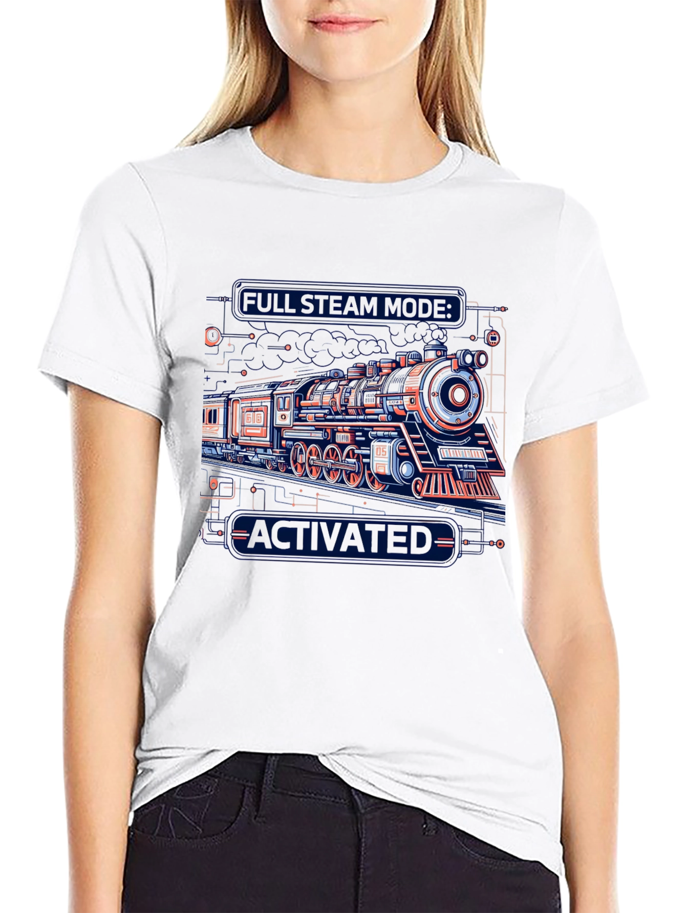 Full Steam Mode Activated Black T-Shirt