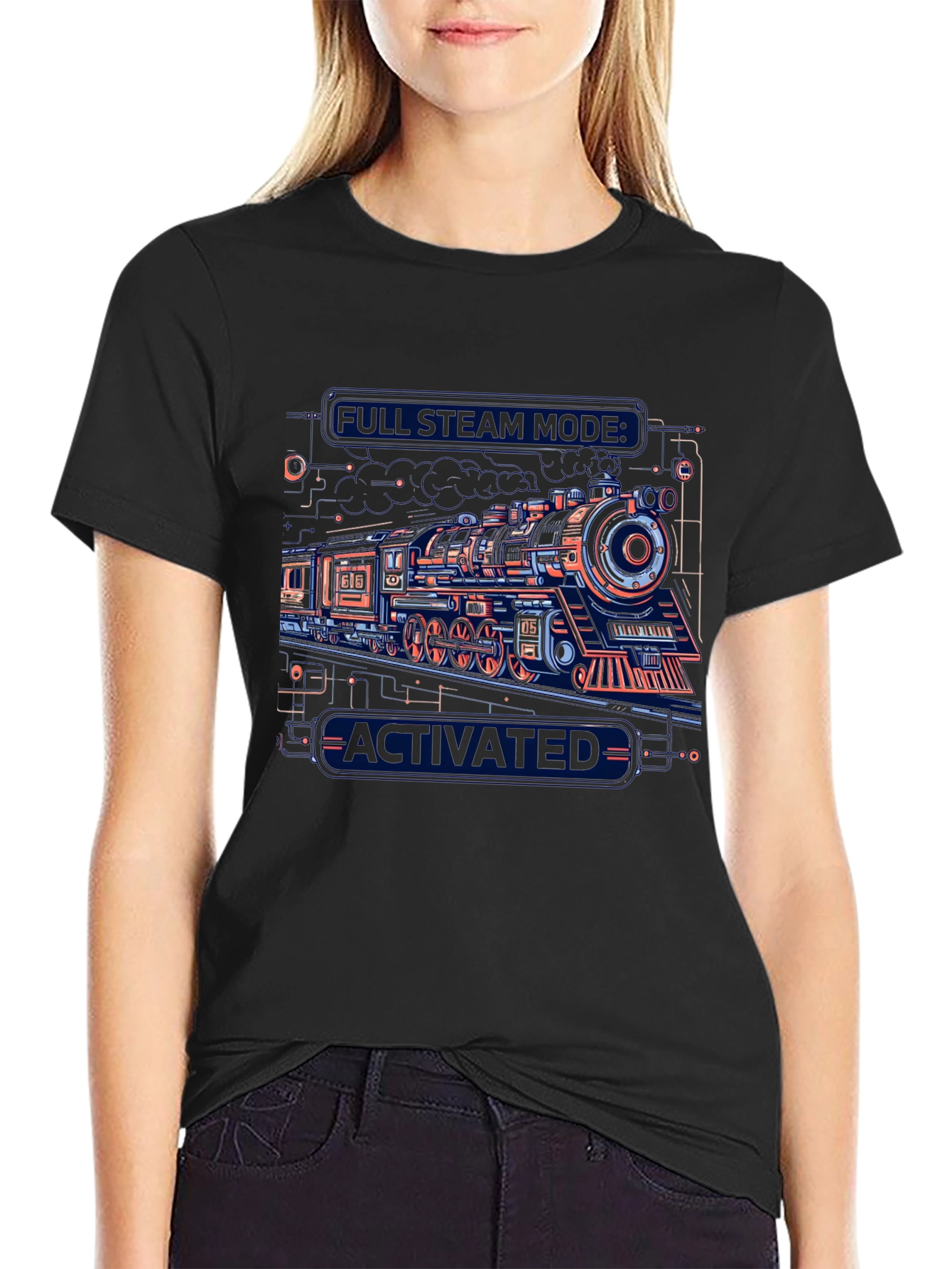 Full Steam Mode Activated Black T-Shirt