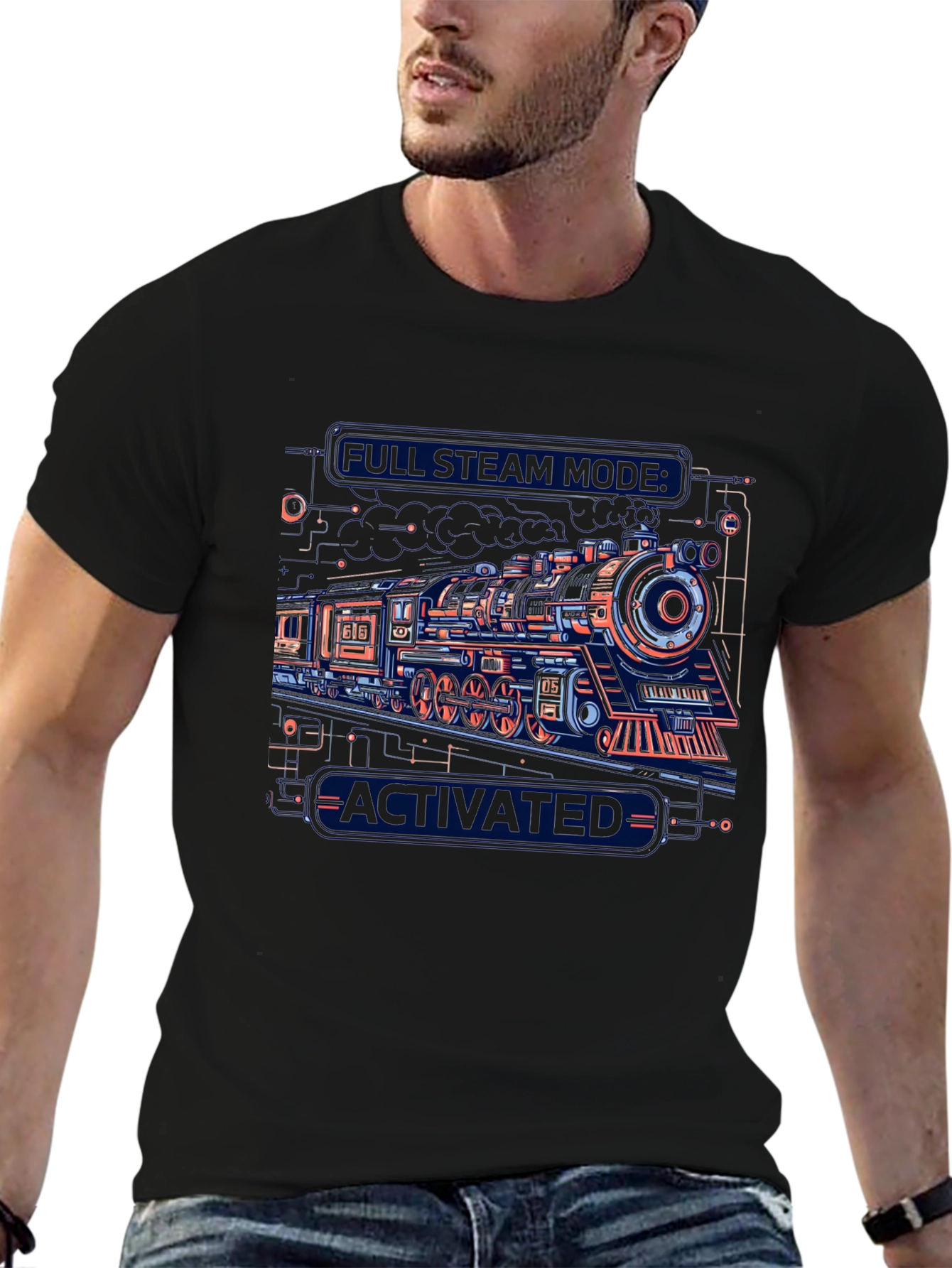 Full Steam Mode Activated Black T-Shirt