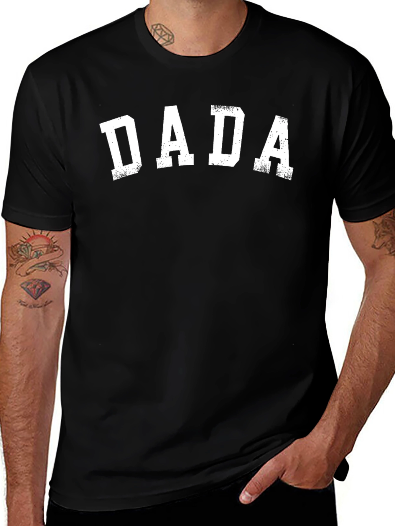 DADA Graphic Tee - Distressed Print Black Casual T-Shirt