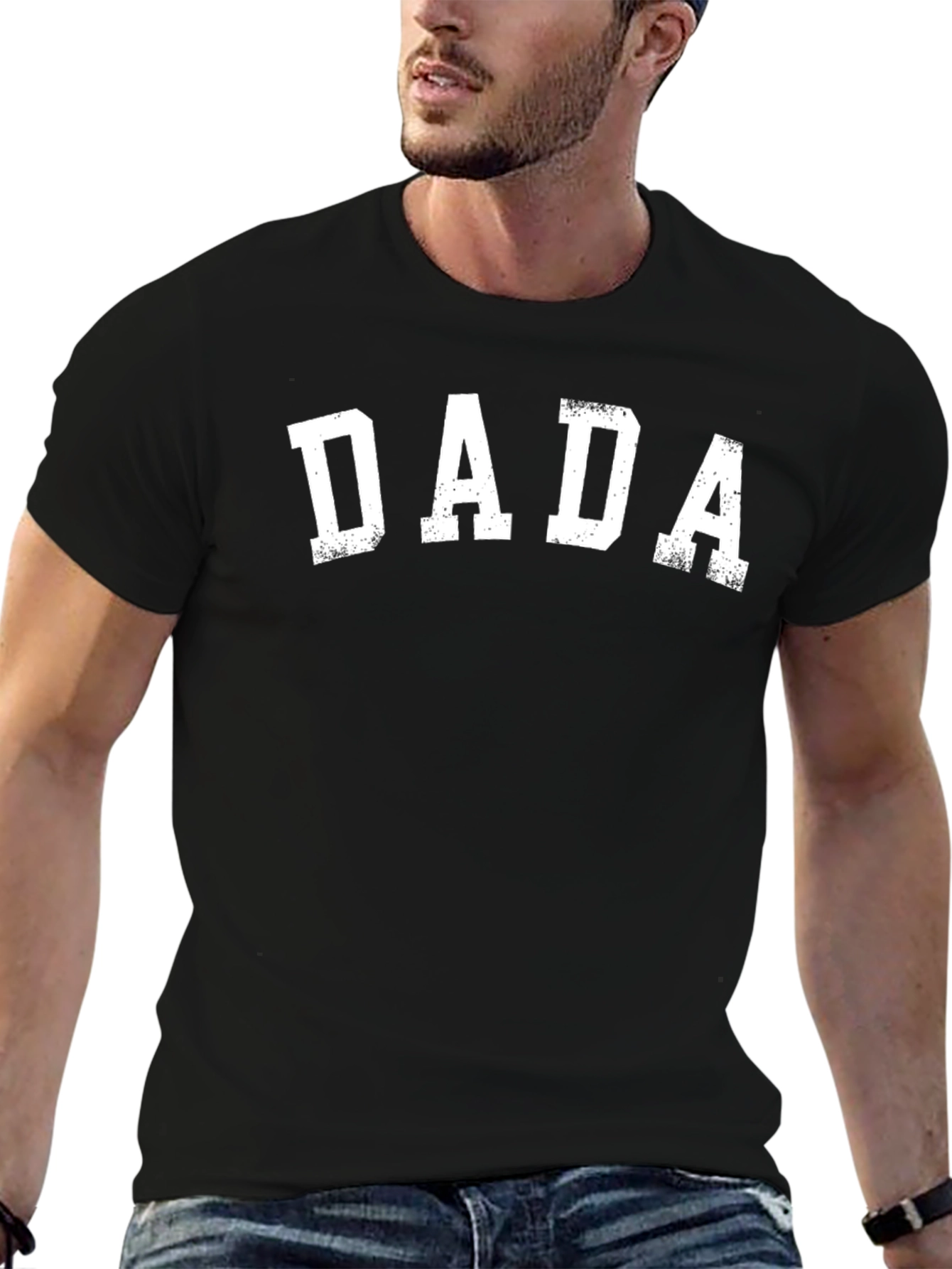 DADA Graphic Tee - Distressed Print Black Casual T-Shirt