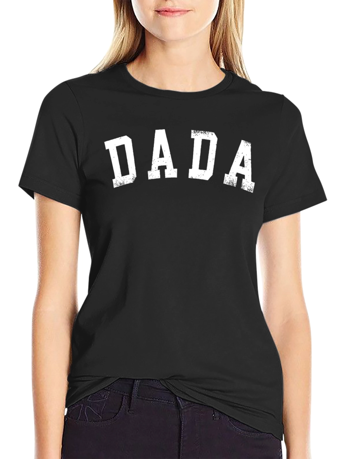 DADA Graphic Tee - Distressed Print Black Casual T-Shirt