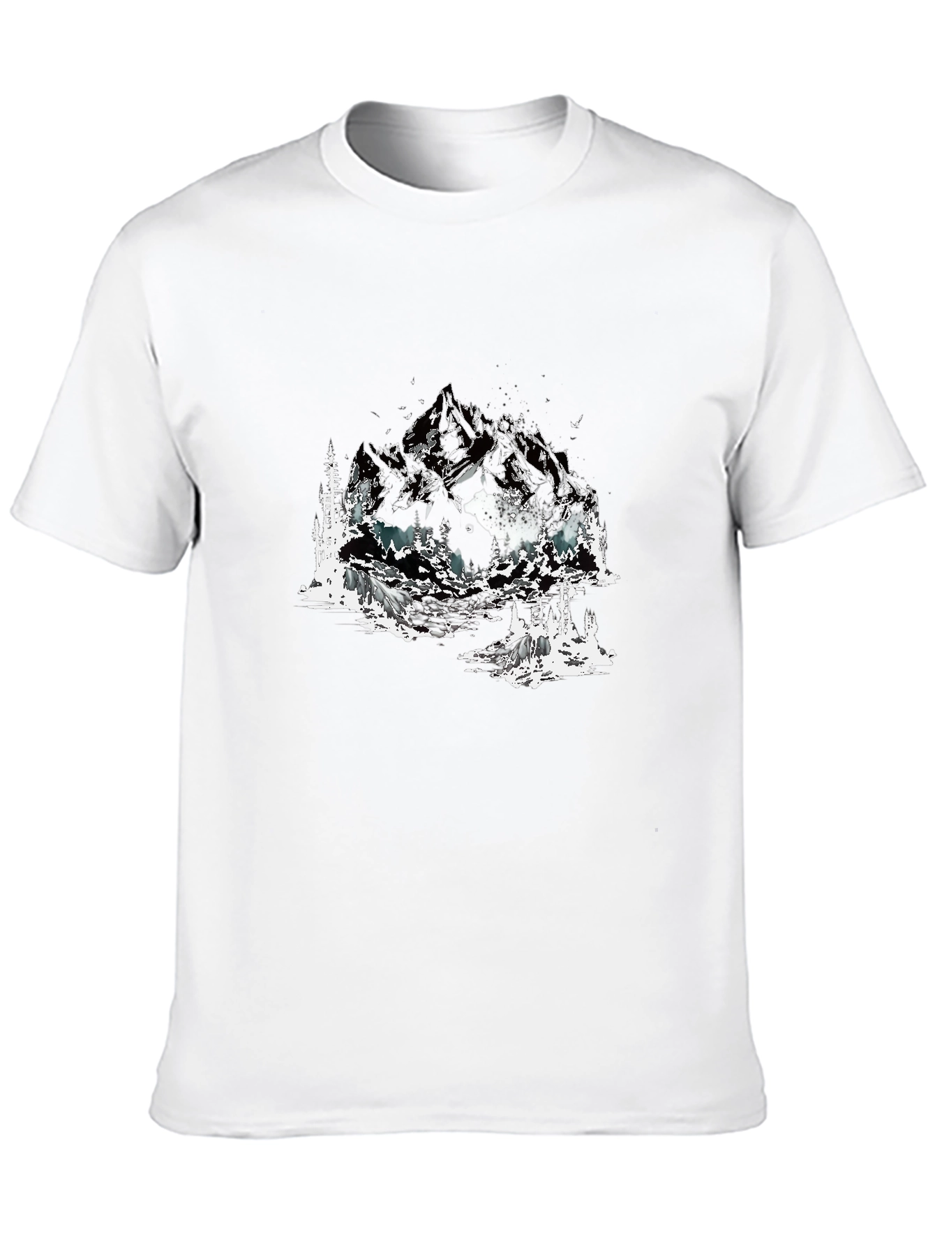 Mountain Landscape Graphic Tee - Soft Cotton Black T-Shirt