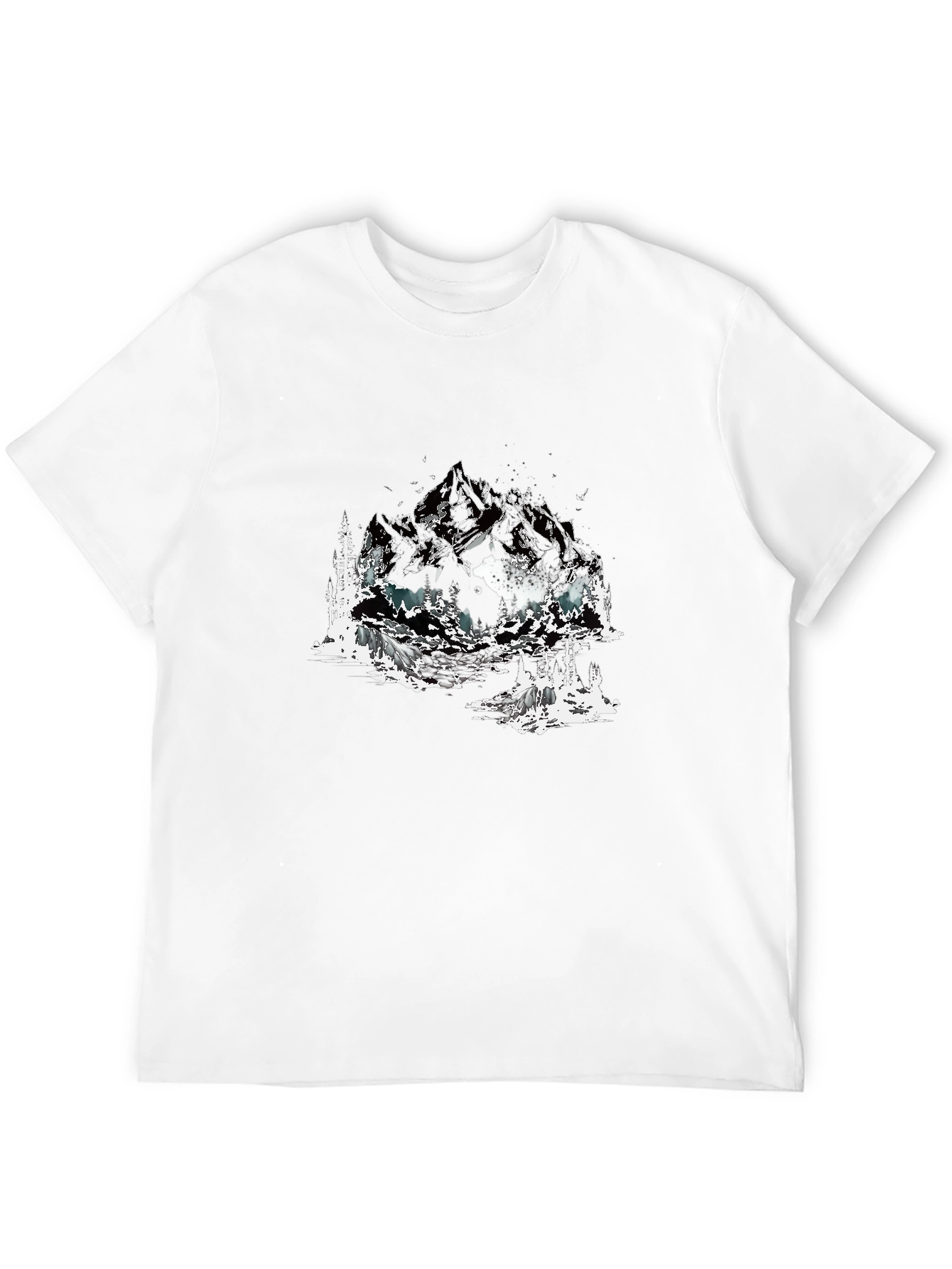 Mountain Landscape Graphic Tee - Soft Cotton Black T-Shirt