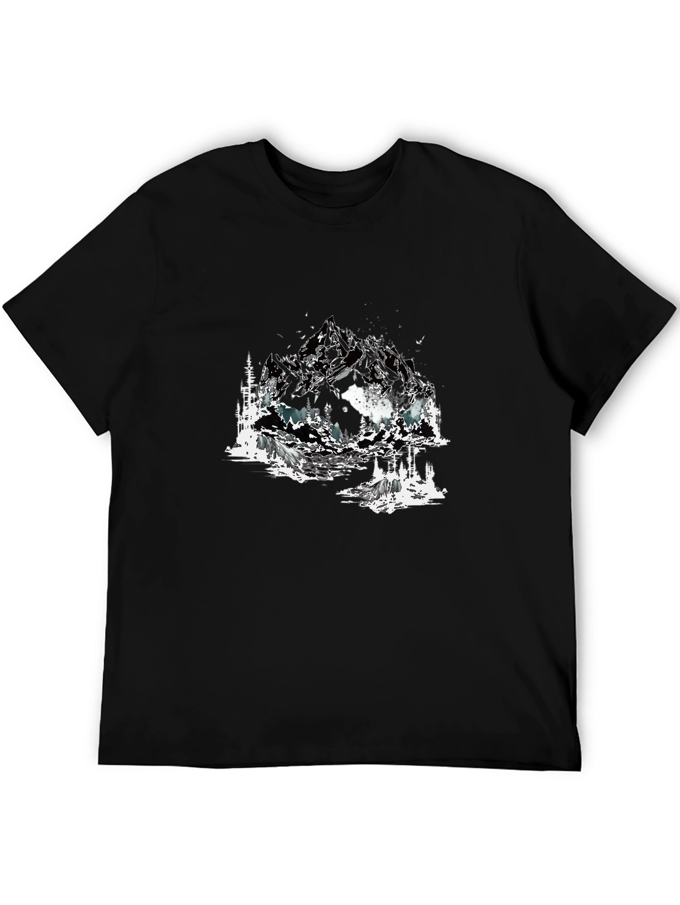 Mountain Landscape Graphic Tee - Soft Cotton Black T-Shirt