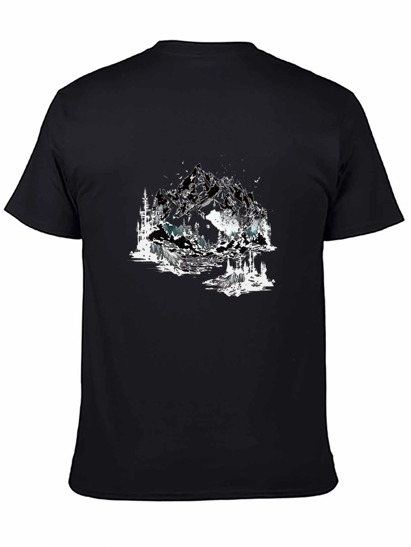 Mountain Landscape Graphic Tee - Soft Cotton Black T-Shirt