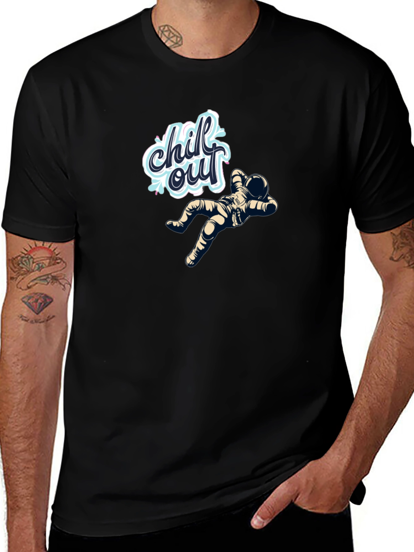 Chill Out Astronaut Black T-Shirt
