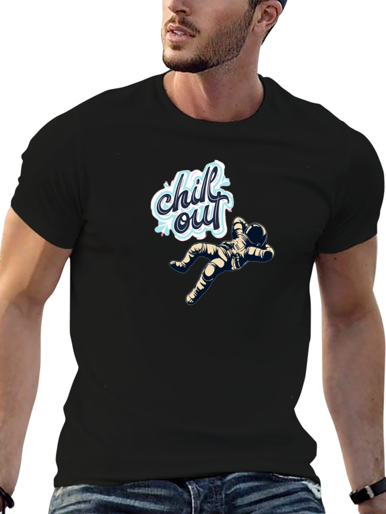 Chill Out Astronaut Black T-Shirt