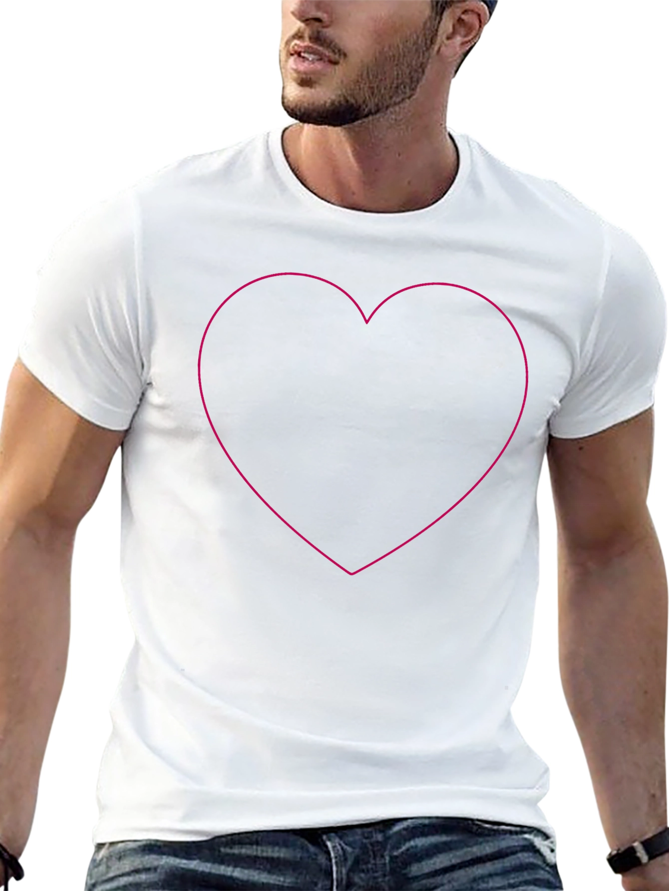 Black Heart Outline Tee - Stylish Graphic T-Shirt