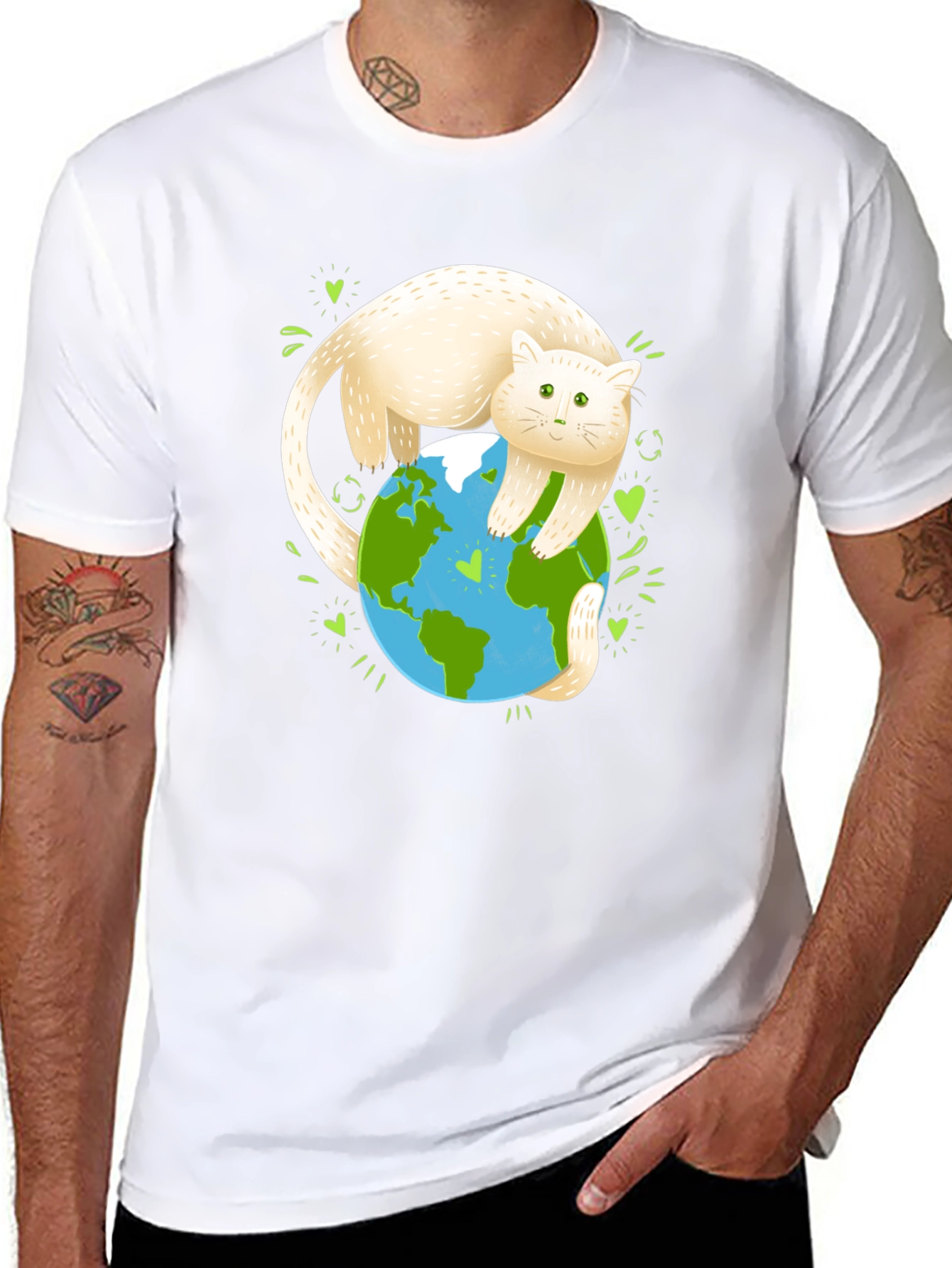 Cat Hugging Earth Graphic Tee