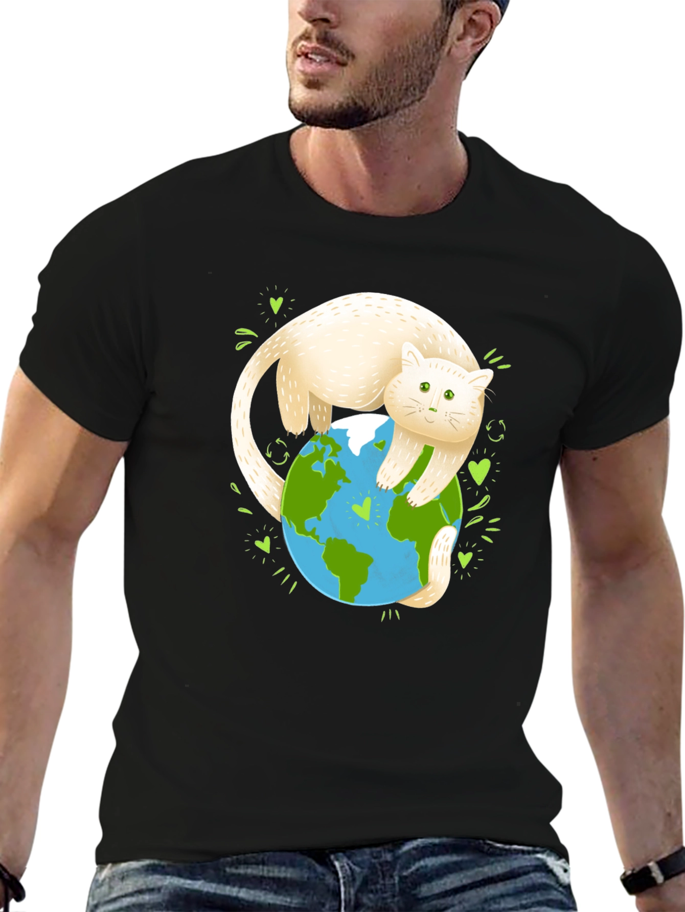 Cat Hugging Earth Graphic Tee