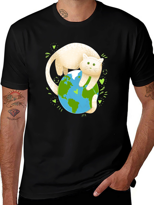 Cat Hugging Earth Graphic Tee