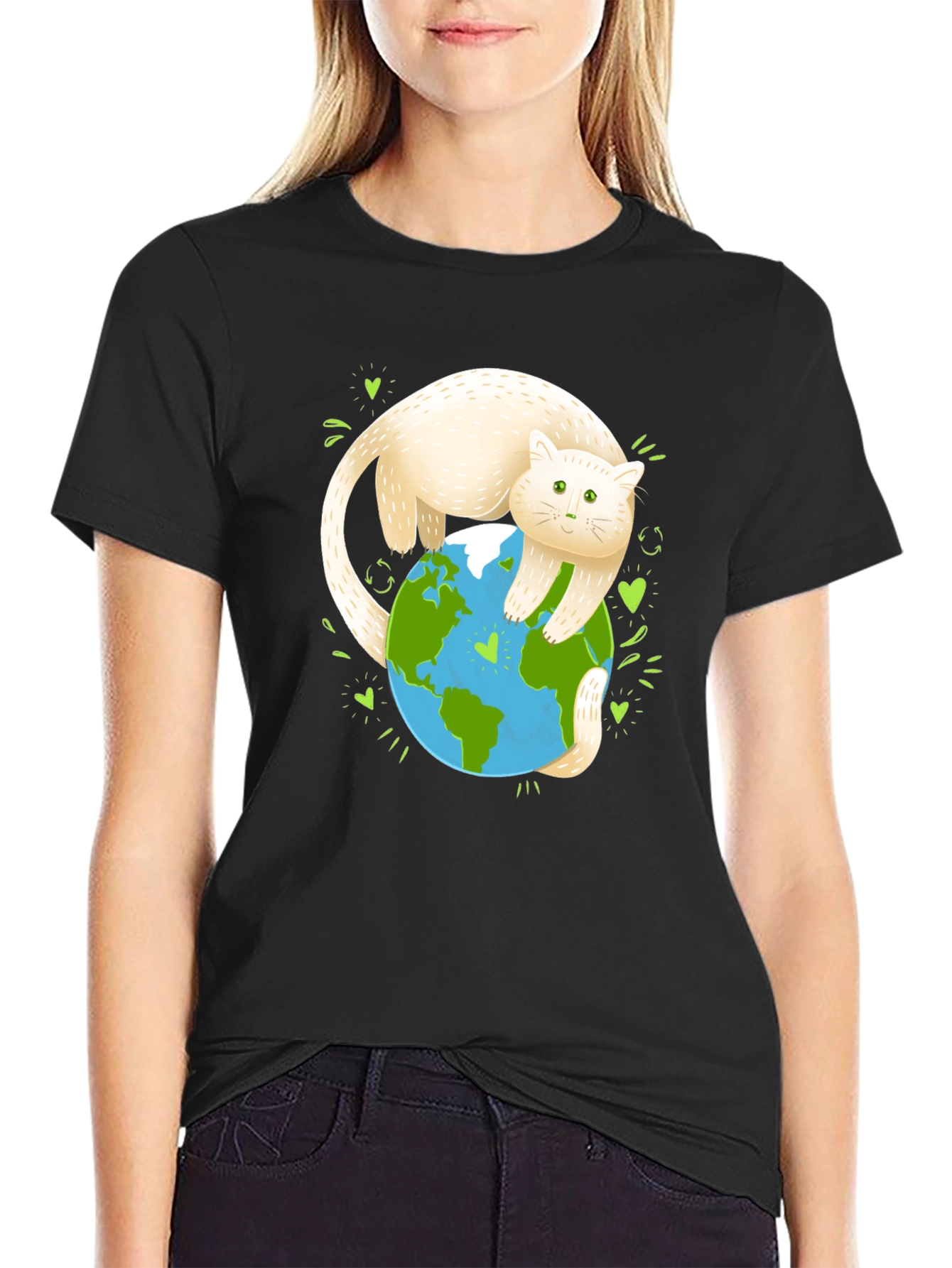 Cat Hugging Earth Graphic Tee