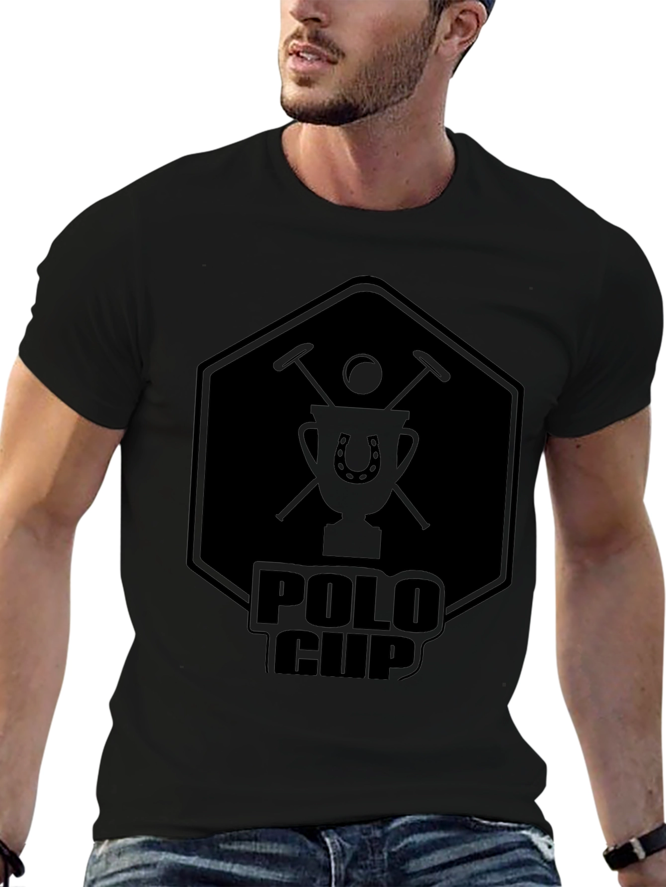 Polo Cup Graphic Tee - Classic Black Cotton T-Shirt