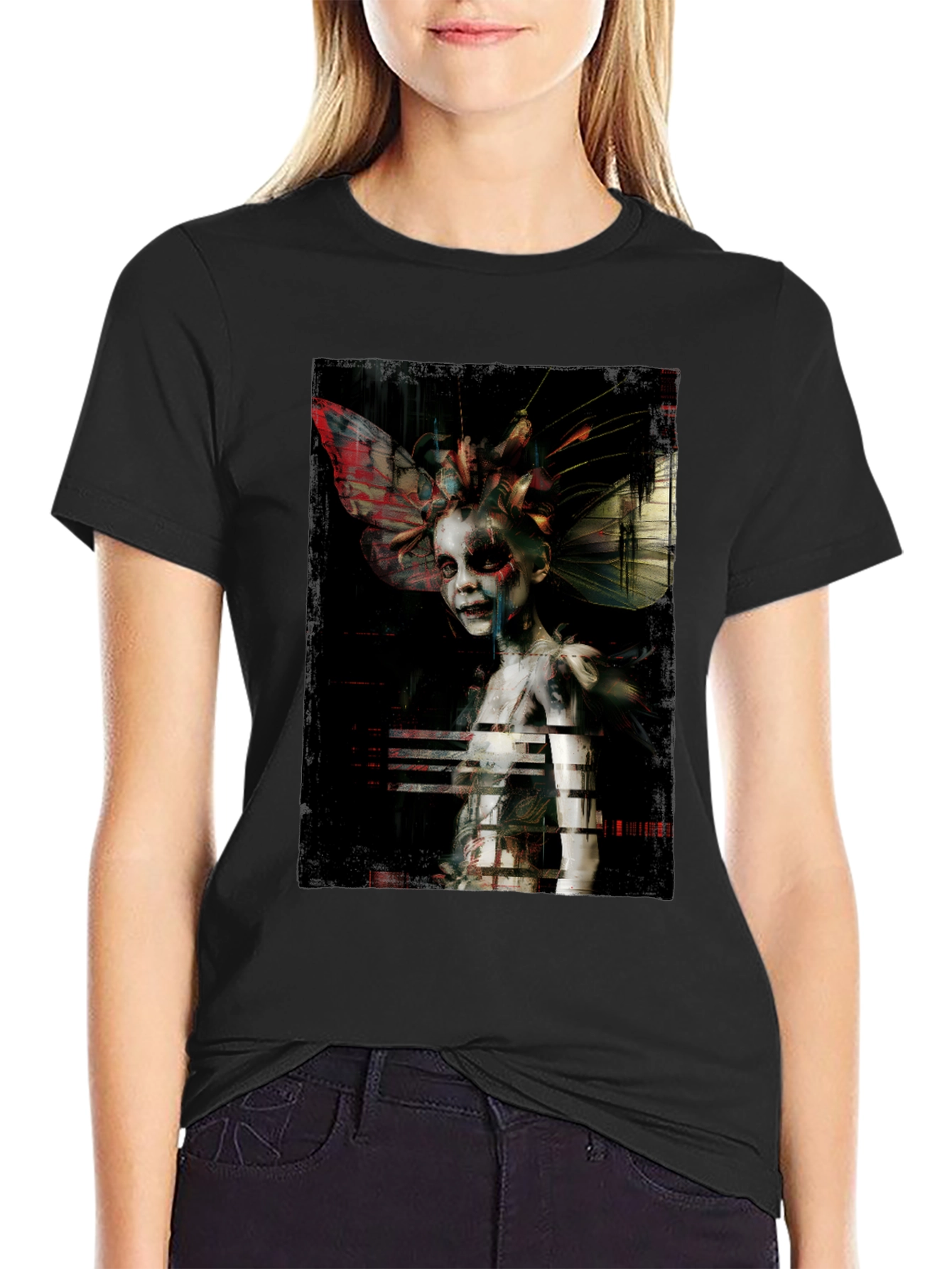 Unique Artistic Graphic Print Black T-Shirt