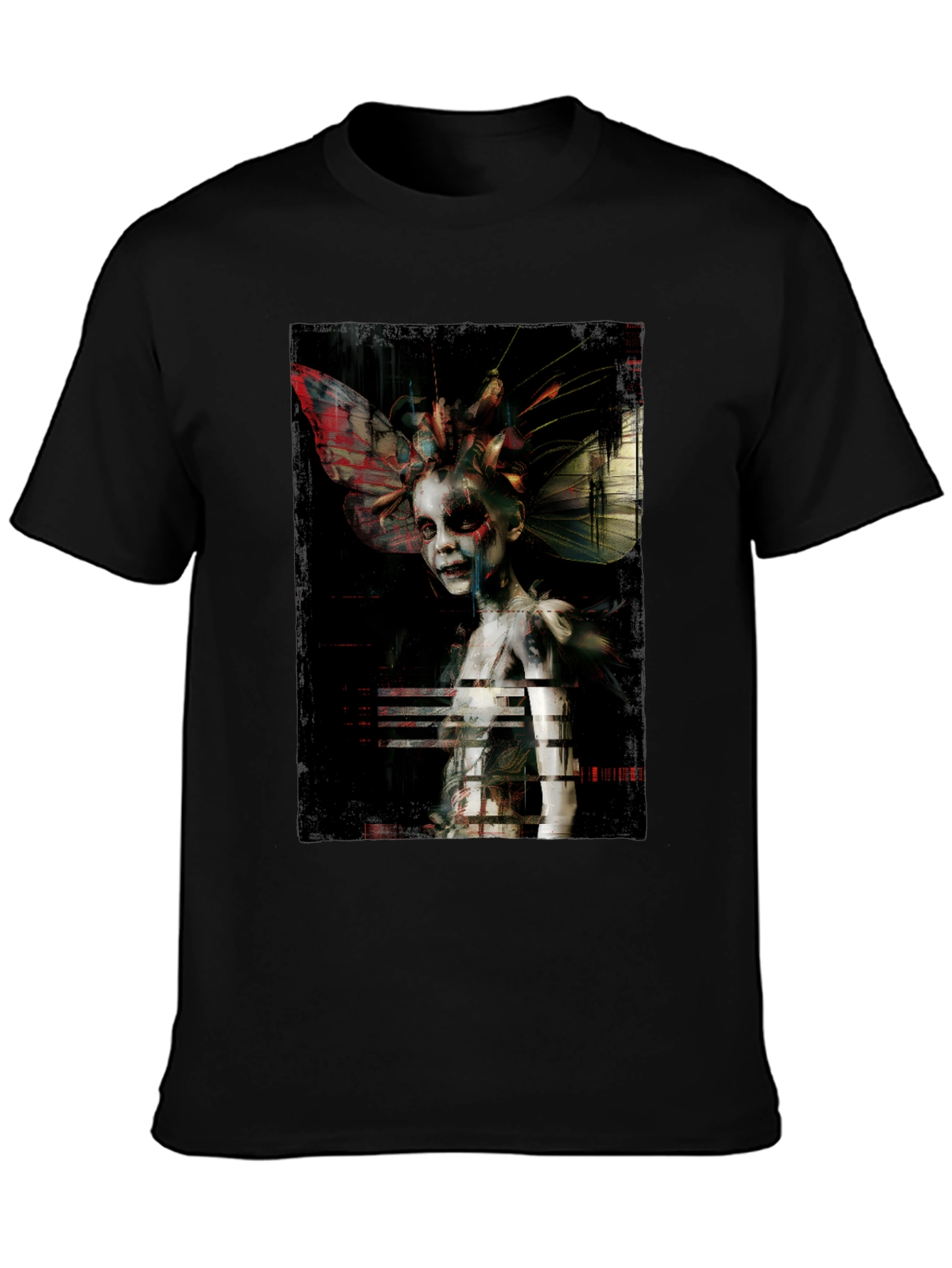 Unique Artistic Graphic Print Black T-Shirt
