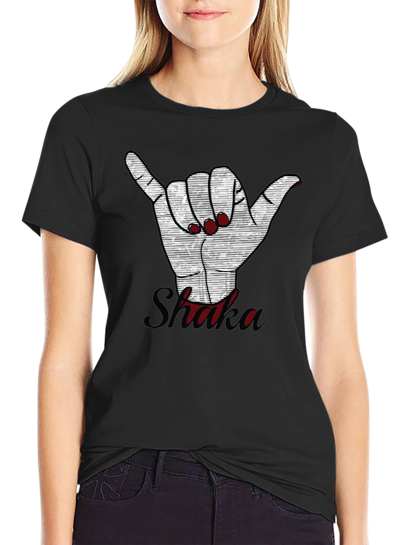 Shaka Hand Sign Graphic Tee - Casual Style
