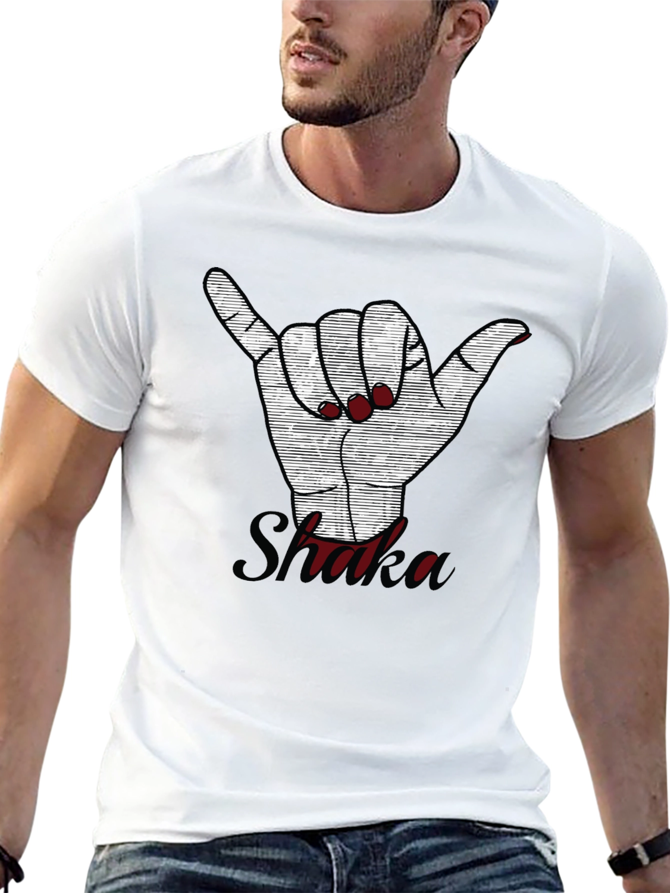 Shaka Hand Sign Graphic Tee - Casual Style