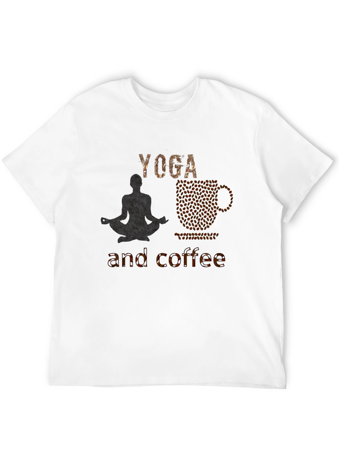Yoga and Coffee Graphic Tee - Black Casual T-Shirt