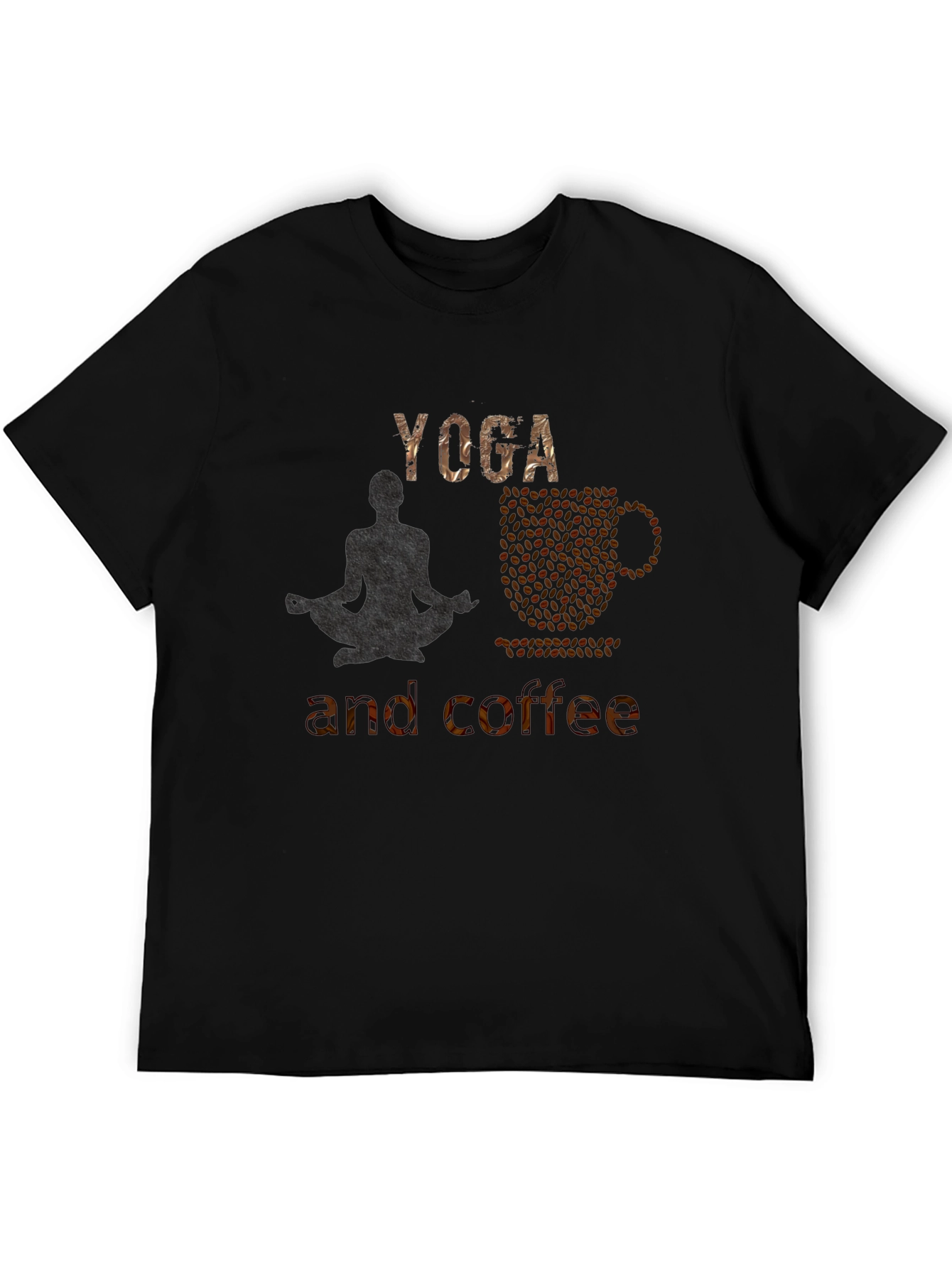 Yoga and Coffee Graphic Tee - Black Casual T-Shirt