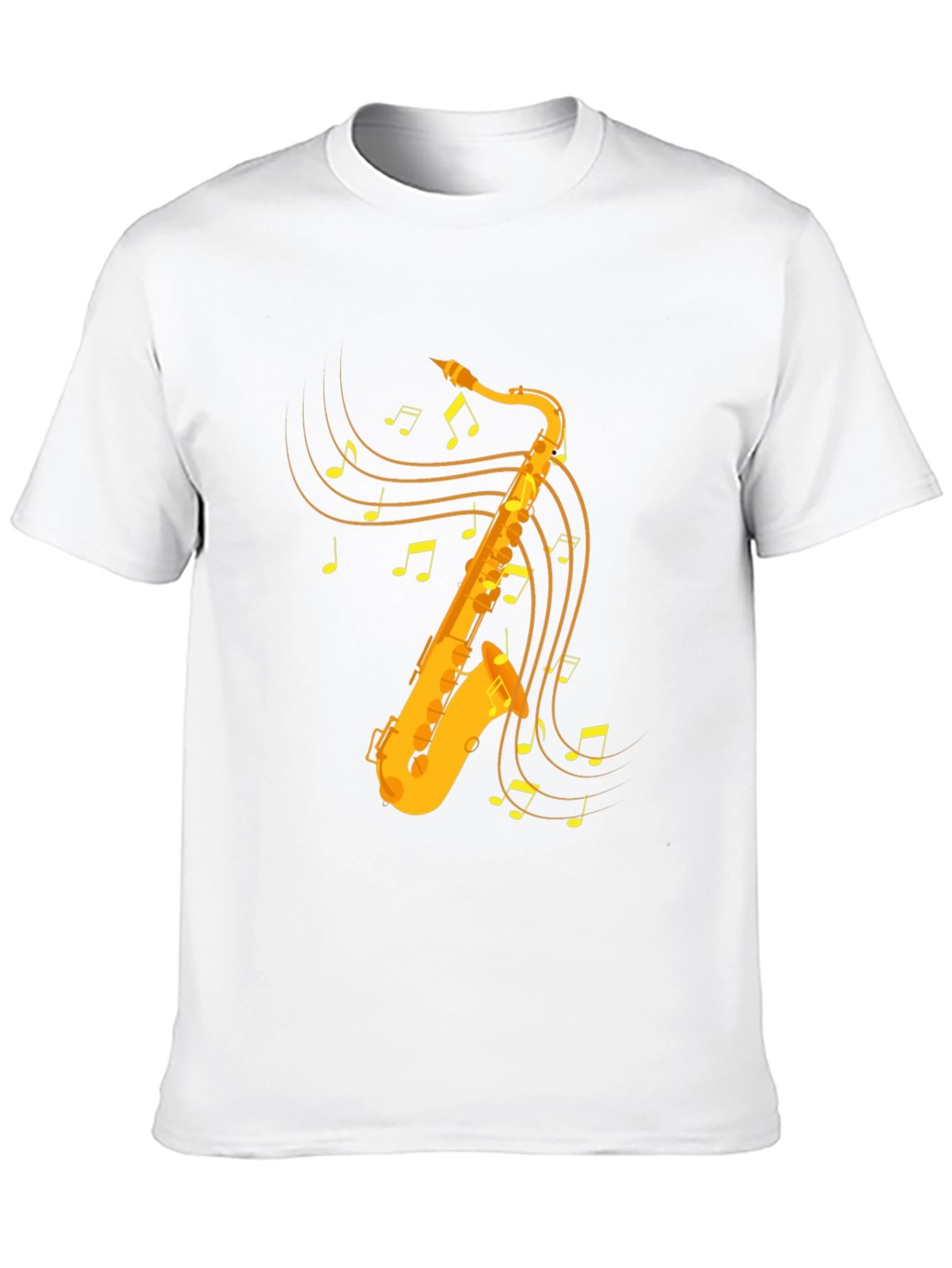 Saxophone & Music Note Graphic Tee - Black