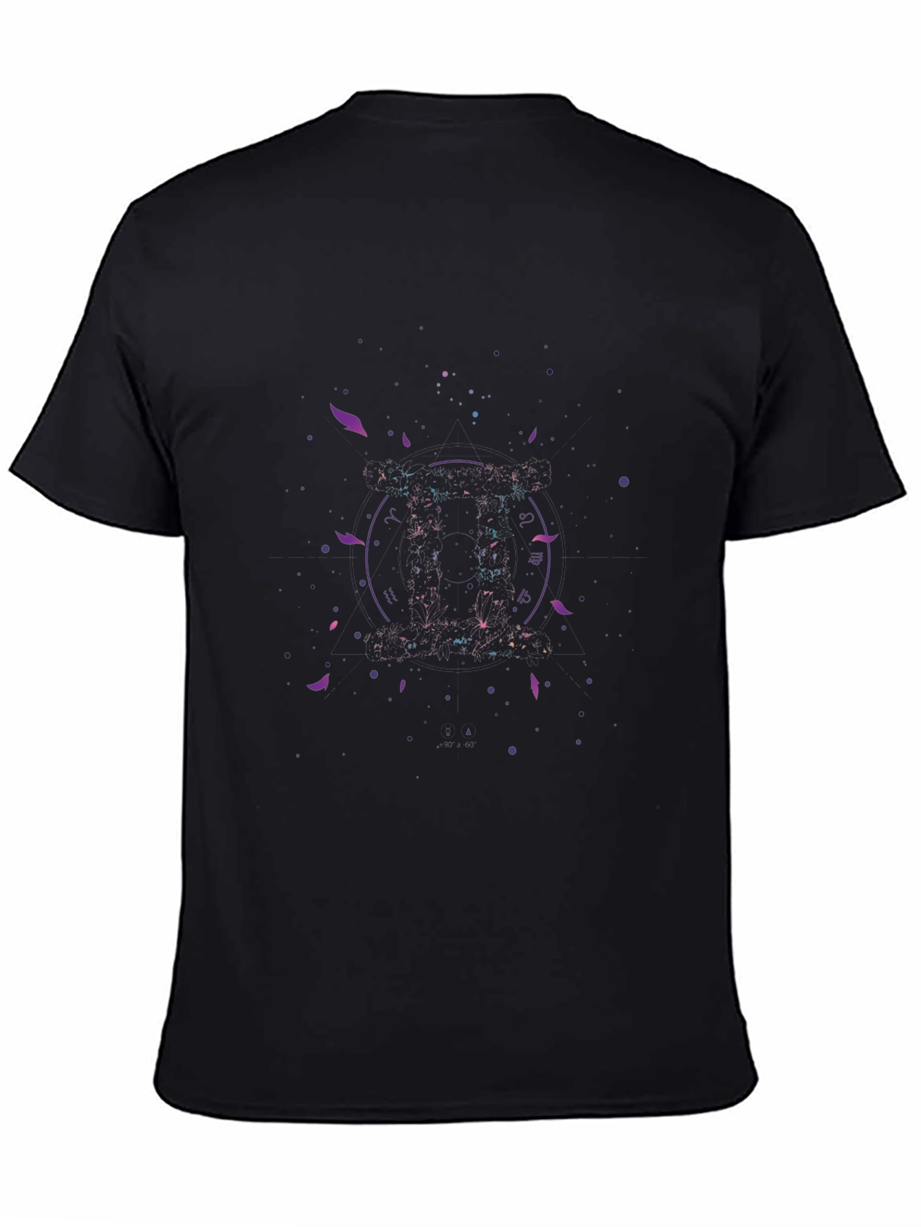 Gemini Zodiac Graphic Tee - Black Cotton Blend T-Shirt