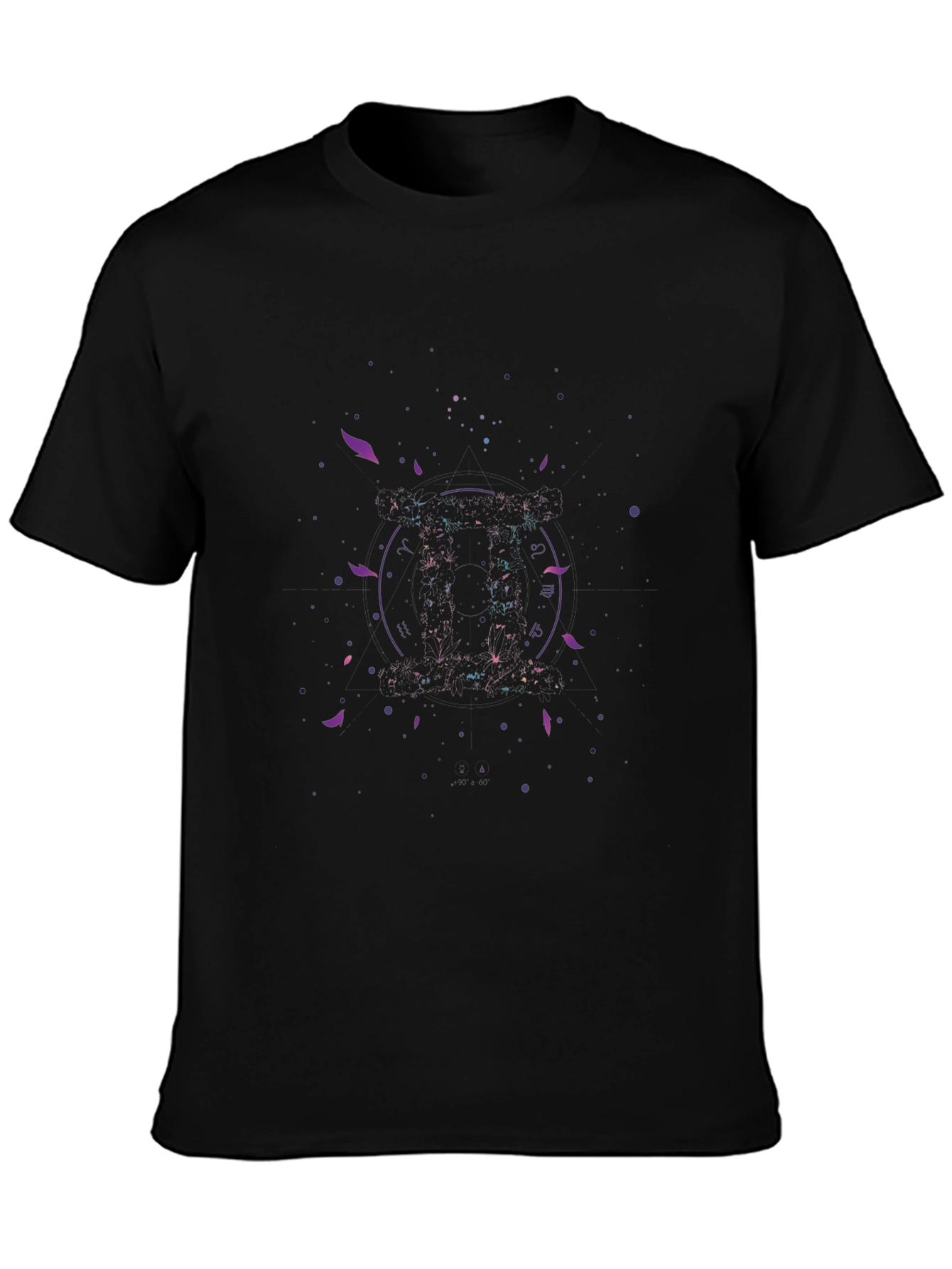 Gemini Zodiac Graphic Tee - Black Cotton Blend T-Shirt