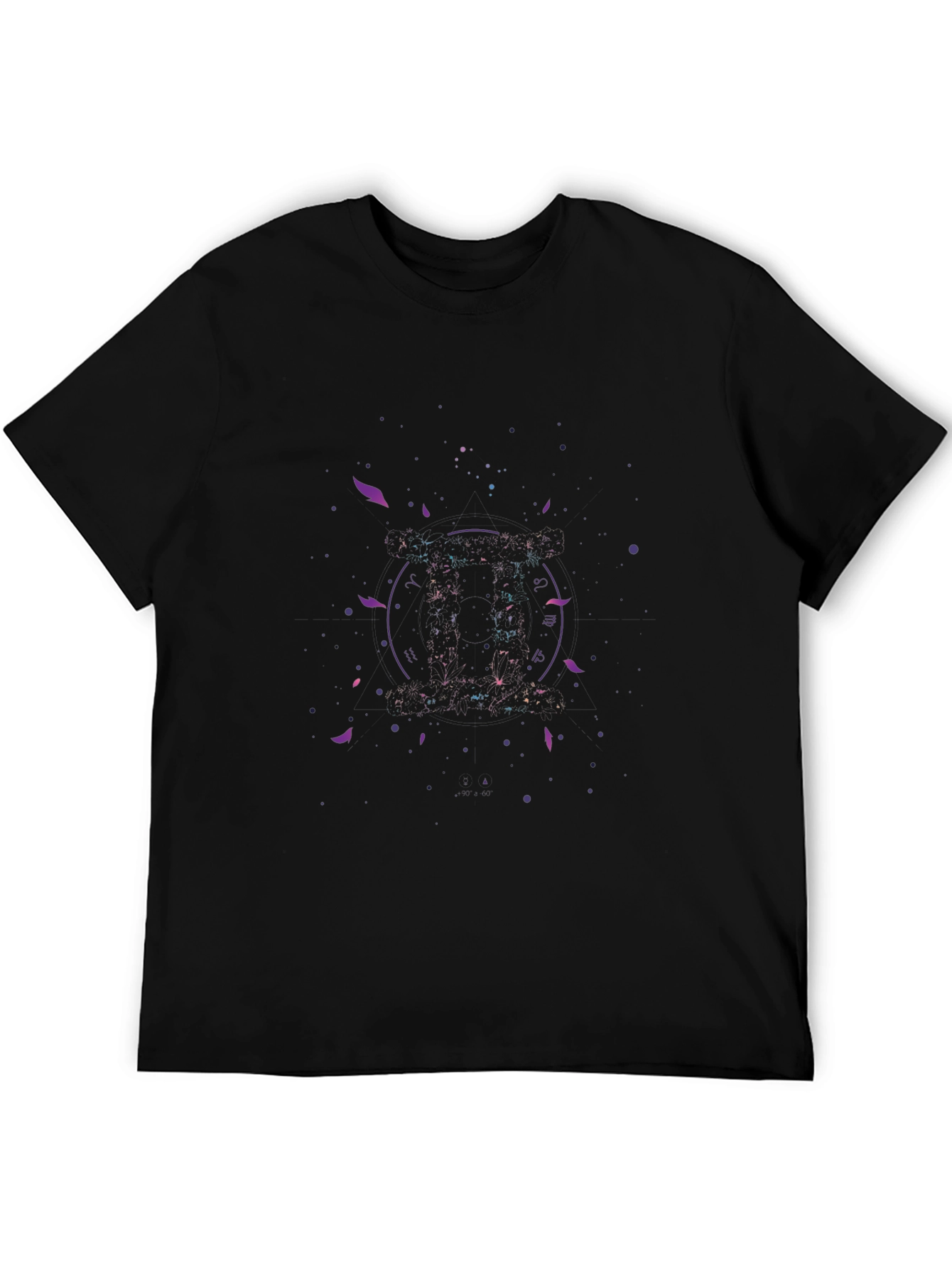 Gemini Zodiac Graphic Tee - Black Cotton Blend T-Shirt