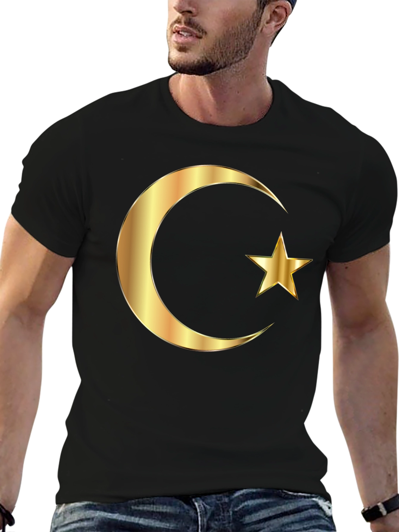 Islamic Crescent Star Graphic Tee - Black