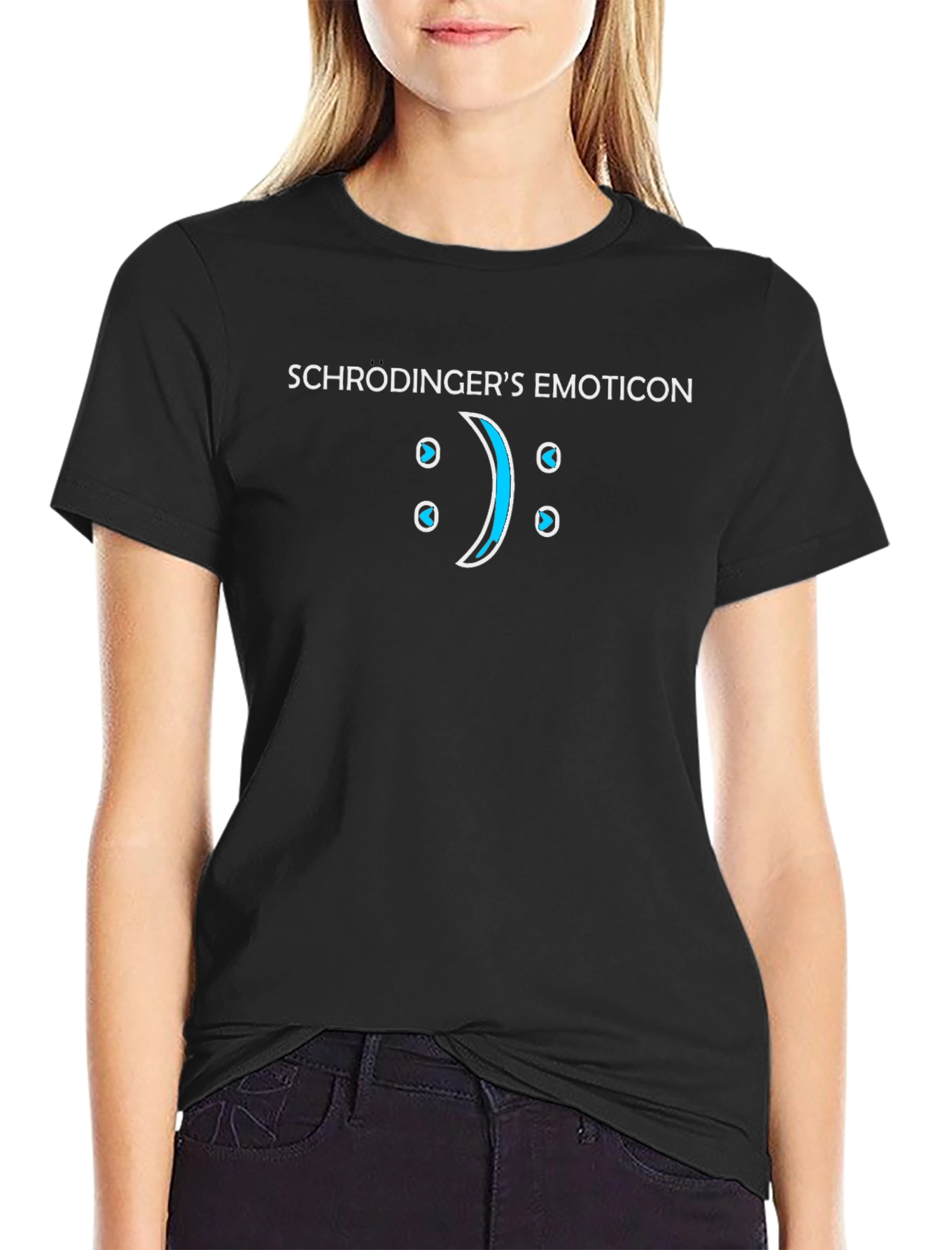 Schrödingers Emoticon Black T-Shirt