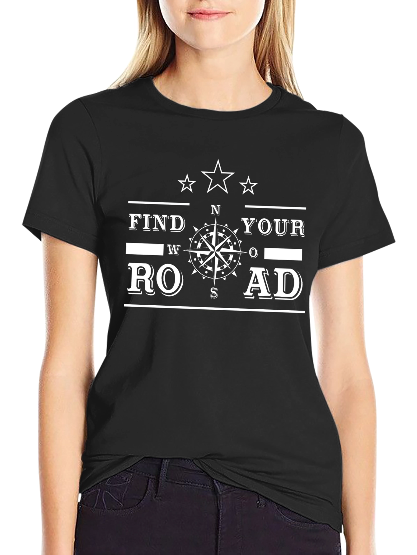 Find Your Road Graphic T-Shirt - Black
