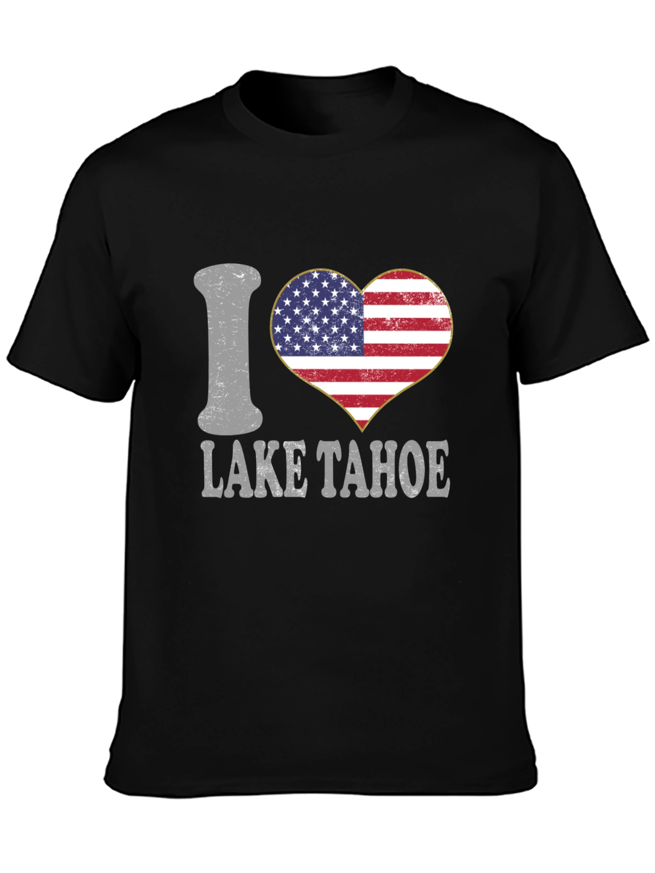 I Heart Lake Tahoe American Flag Graphic T-Shirt