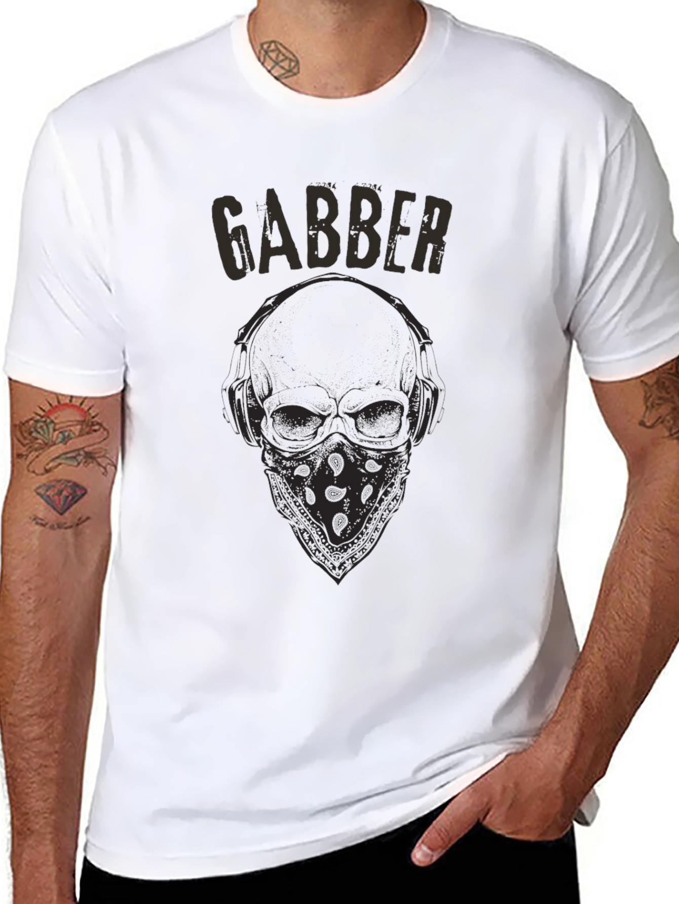 Gabber Skull Graphic T-Shirt - Black