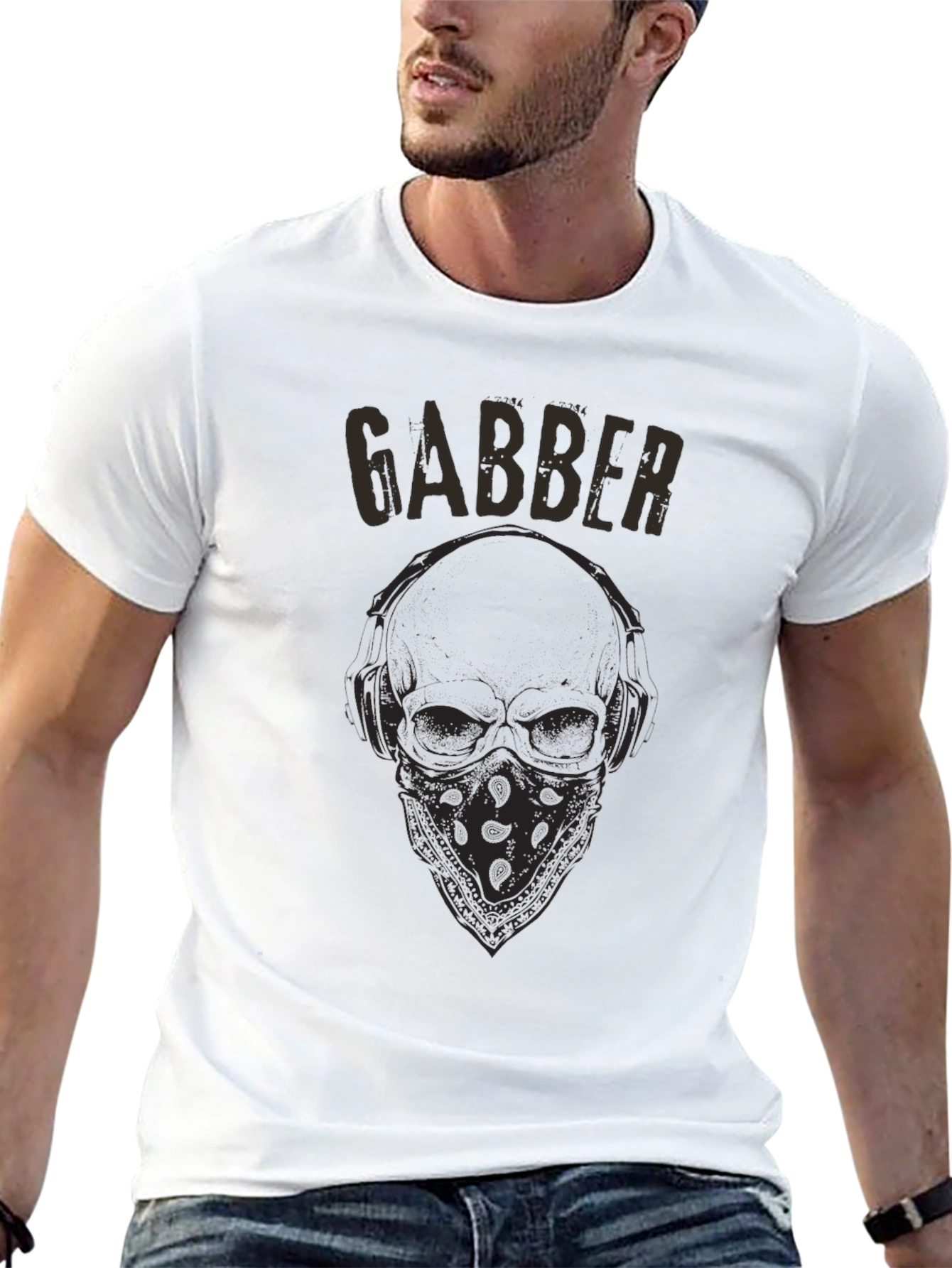 Gabber Skull Graphic T-Shirt - Black