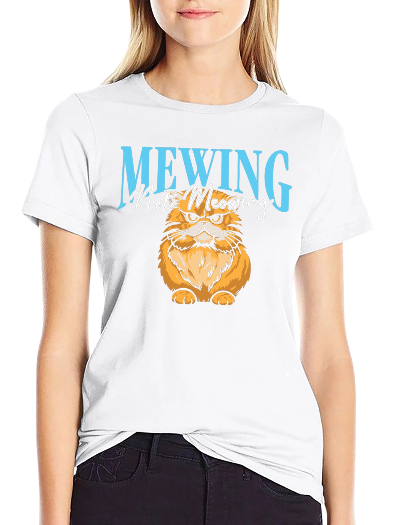 Mewing Cat Graphic T-Shirt