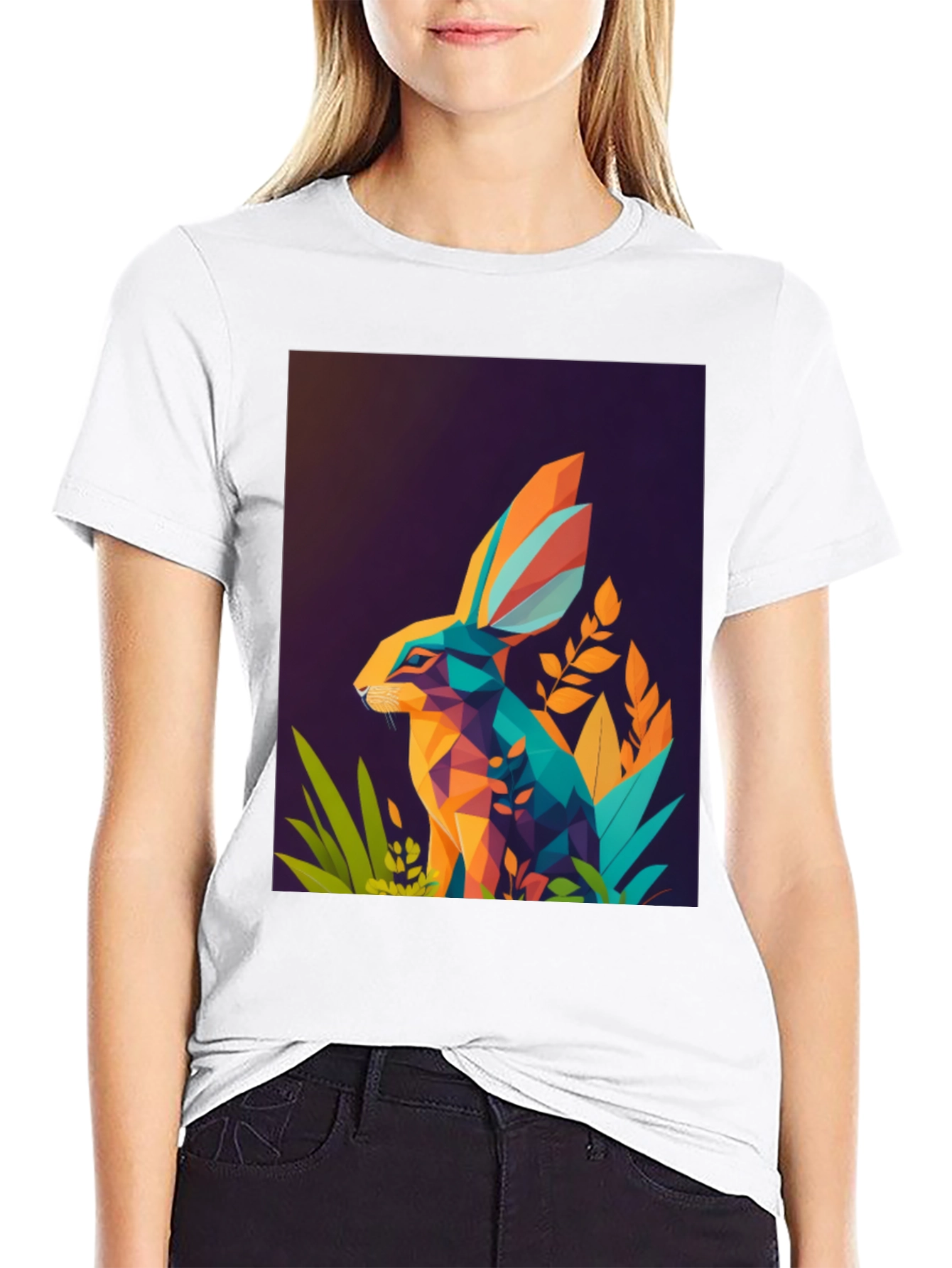 Geometric Rabbit Graphic T-Shirt
