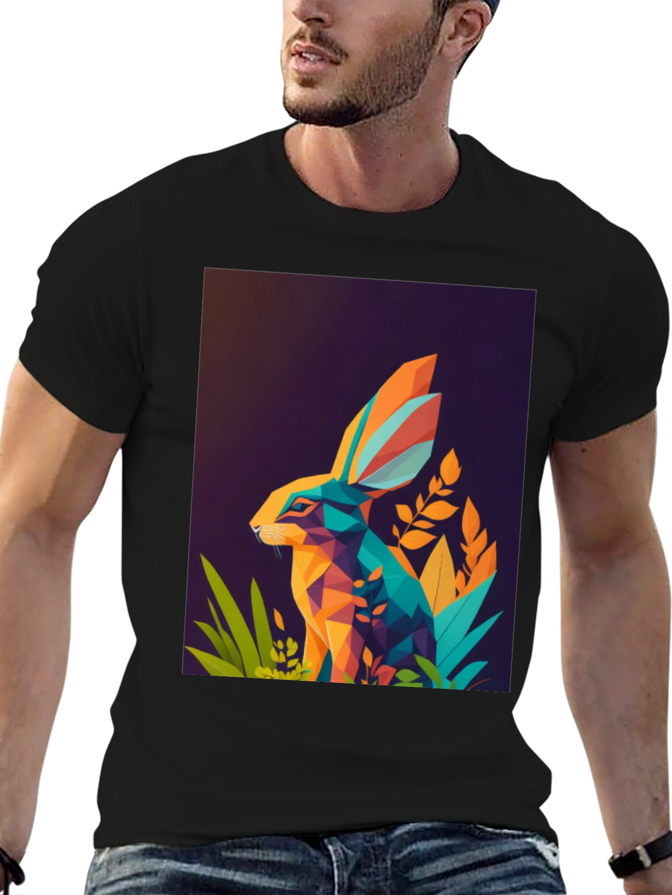 Geometric Rabbit Graphic T-Shirt