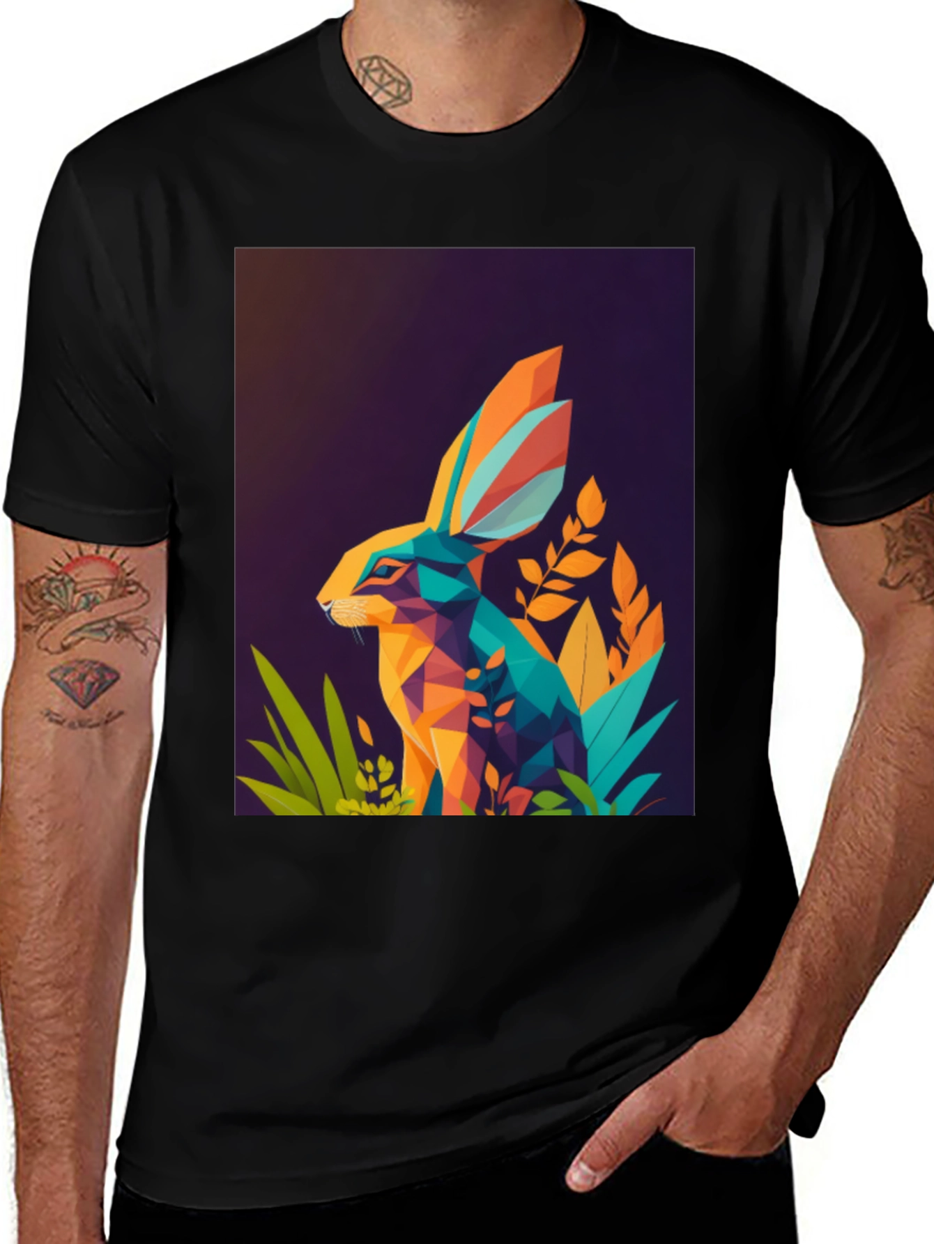 Geometric Rabbit Graphic T-Shirt