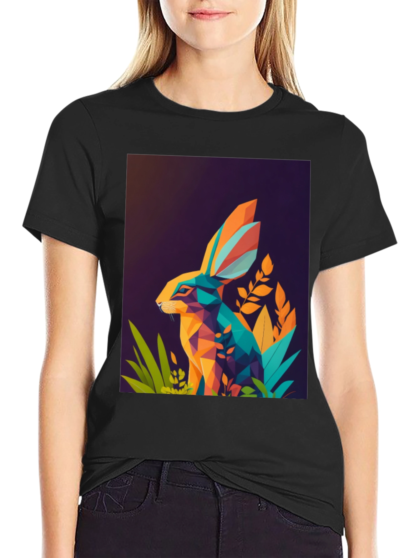 Geometric Rabbit Graphic T-Shirt