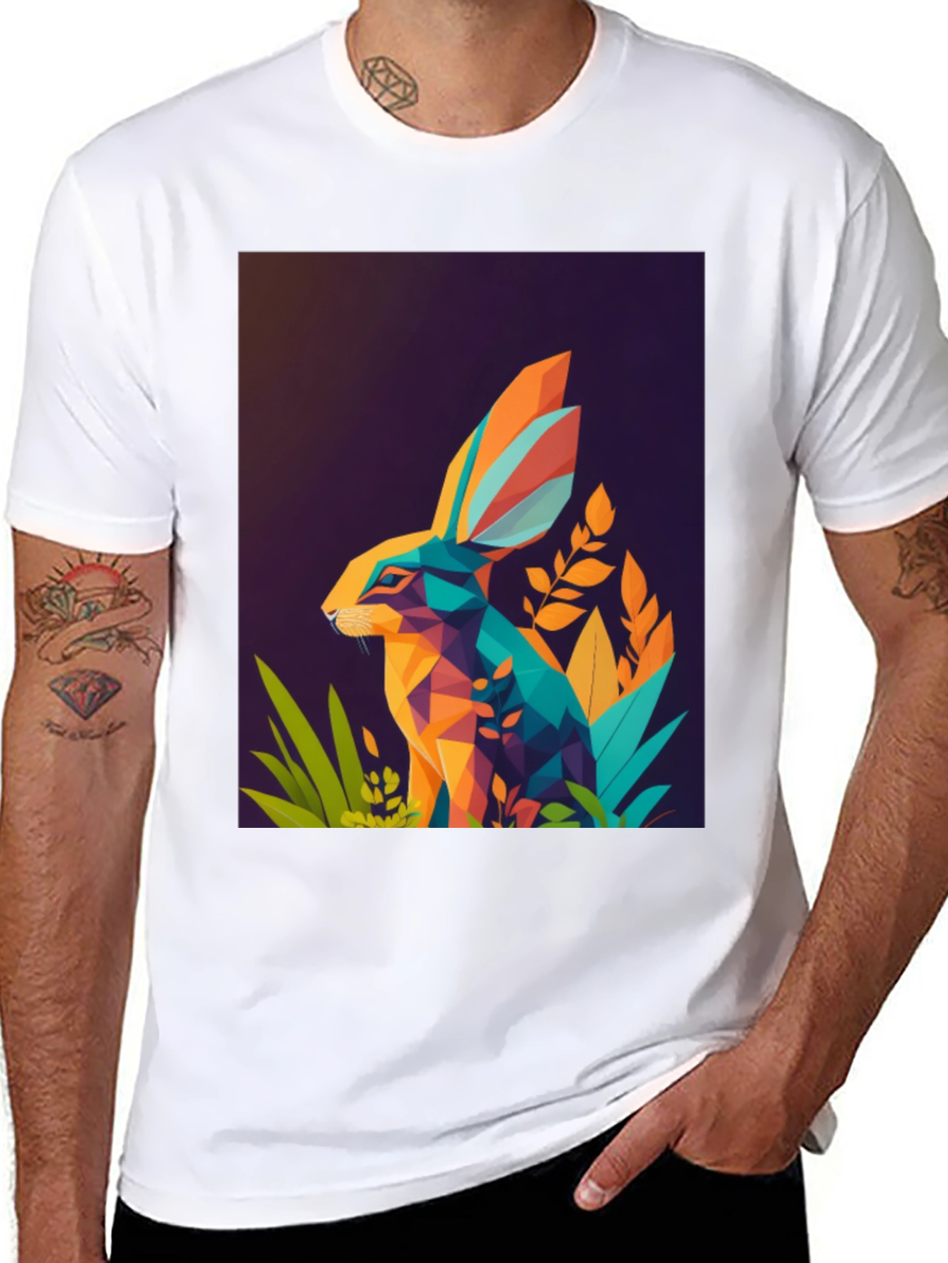 Geometric Rabbit Graphic T-Shirt