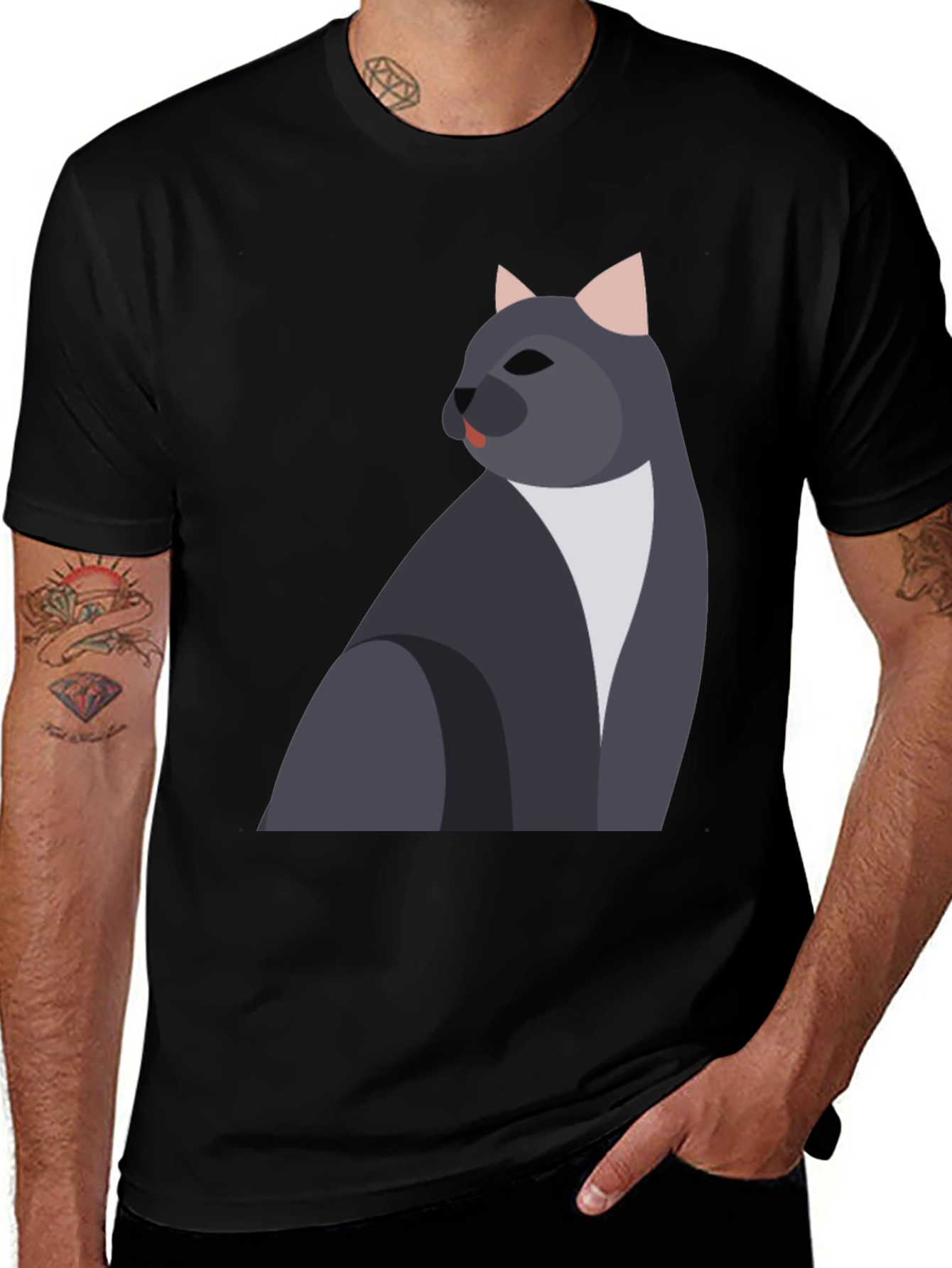 Cool Cat Graphic T-Shirt - Mens Black Tee