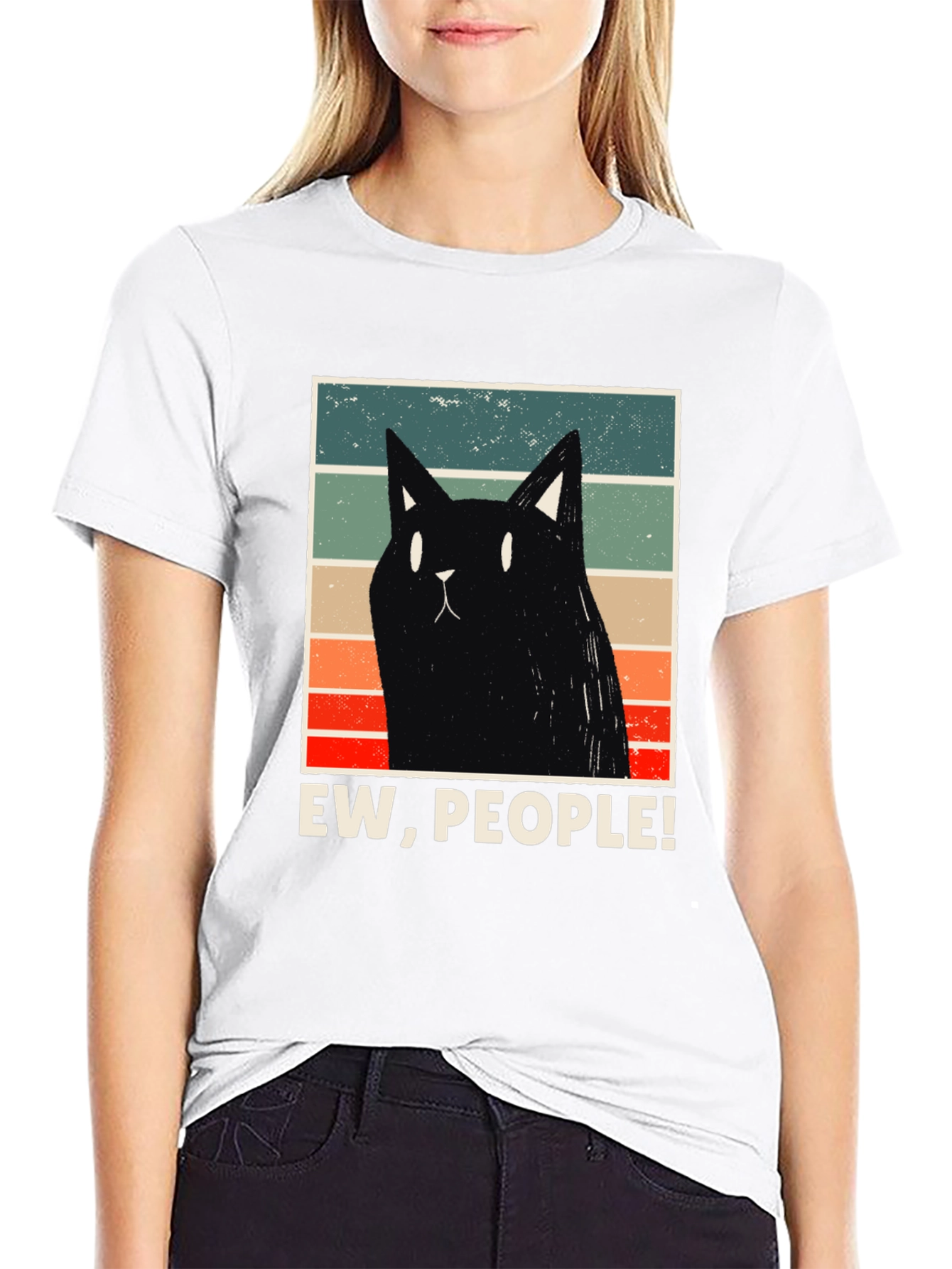 Ew People! Black Cat Graphic T-Shirt