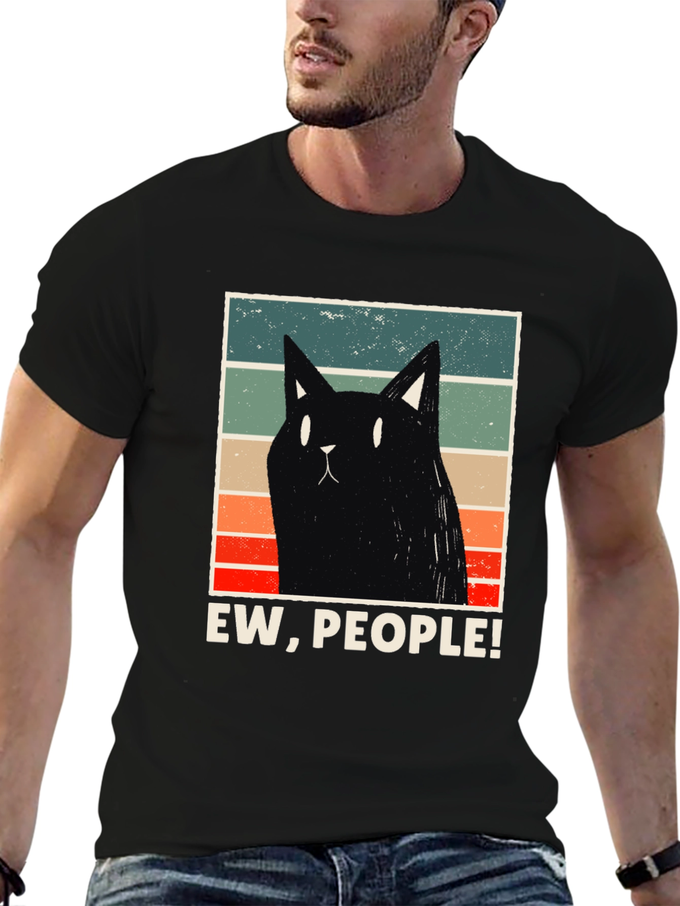 Ew People! Black Cat Graphic T-Shirt