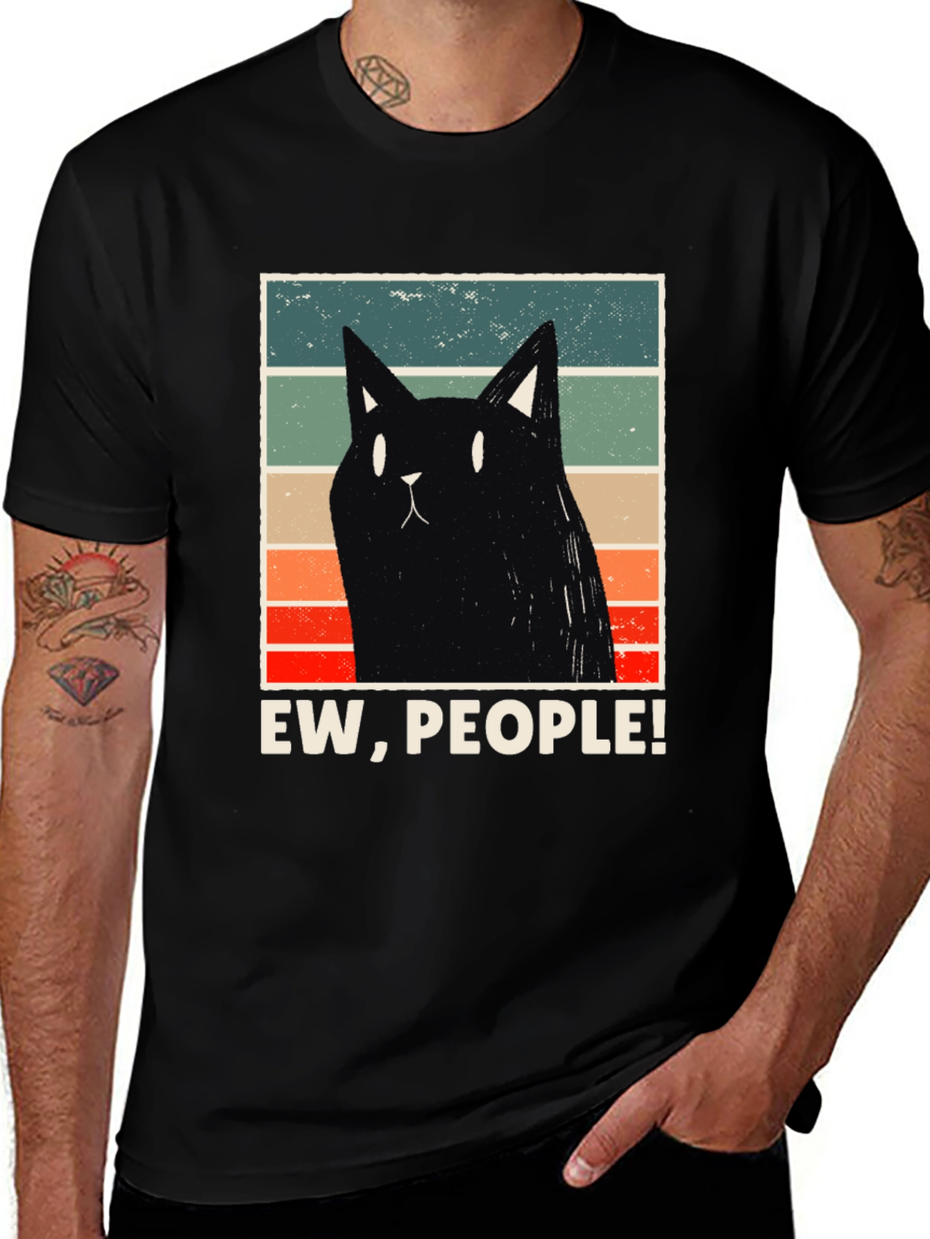 Ew People! Black Cat Graphic T-Shirt