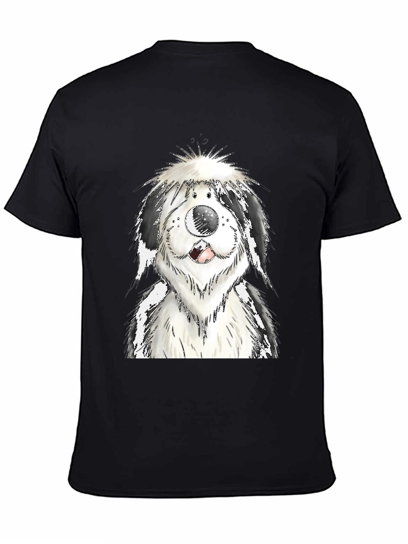 Cartoon Dog Graphic T-Shirt - Black