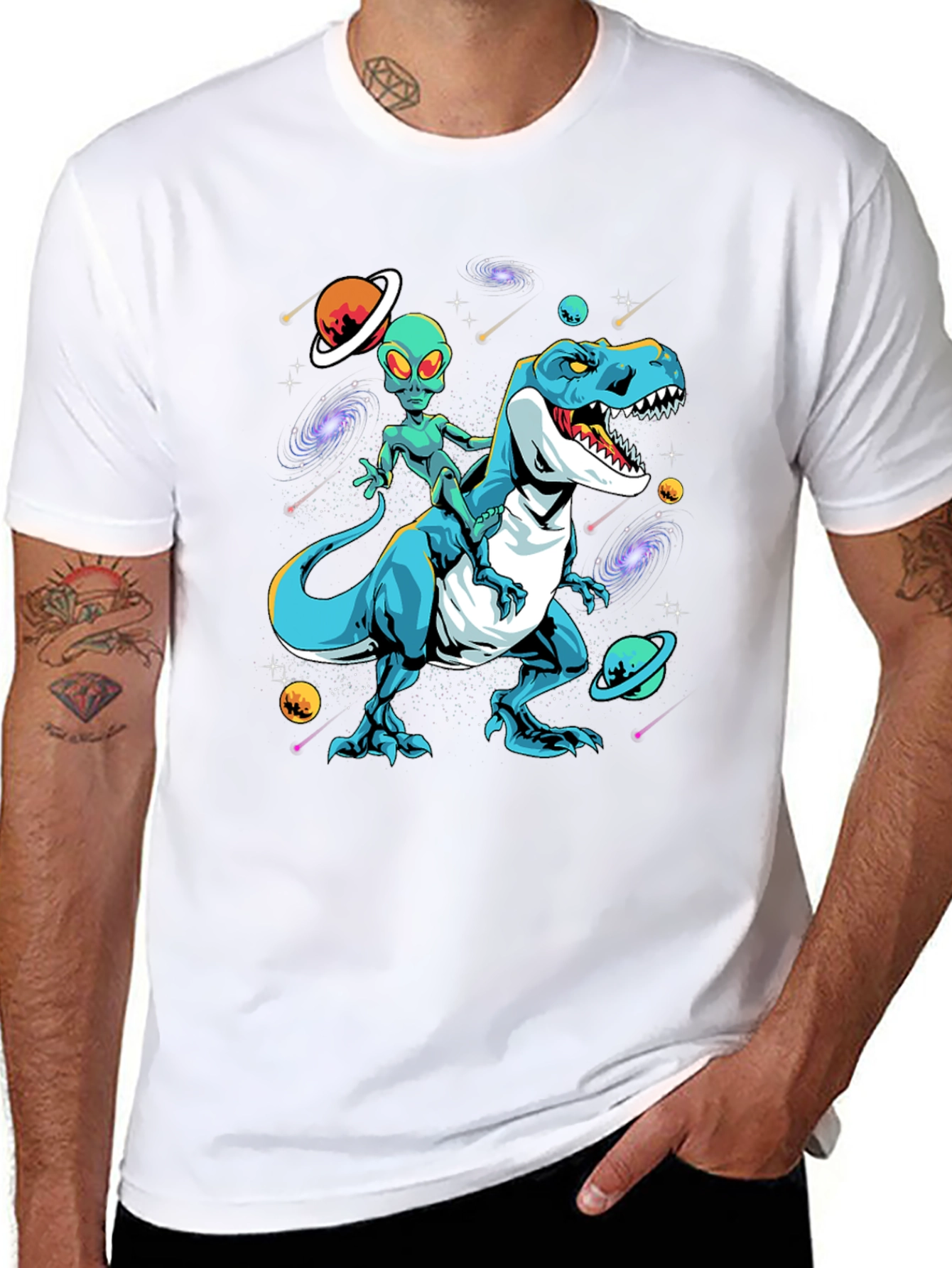 Alien Riding Dinosaur T-Shirt