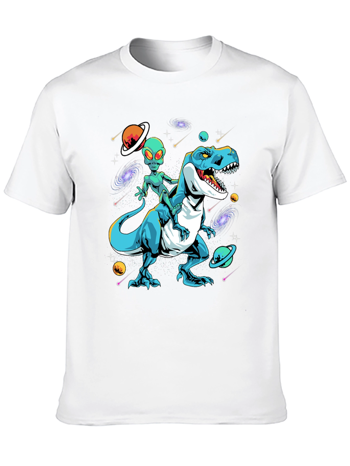 Alien Riding Dinosaur T-Shirt
