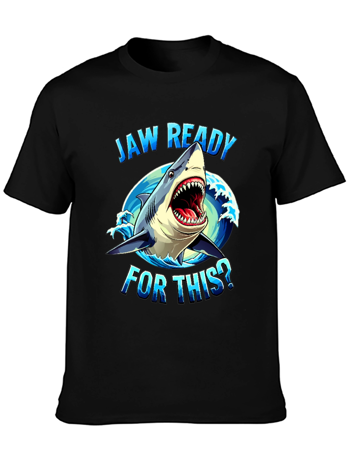 Jaw Ready Shark Graphic Tee - Black Cotton T-Shirt