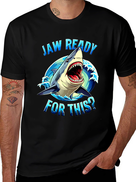 Jaw Ready Shark Graphic Tee - Black Cotton T-Shirt